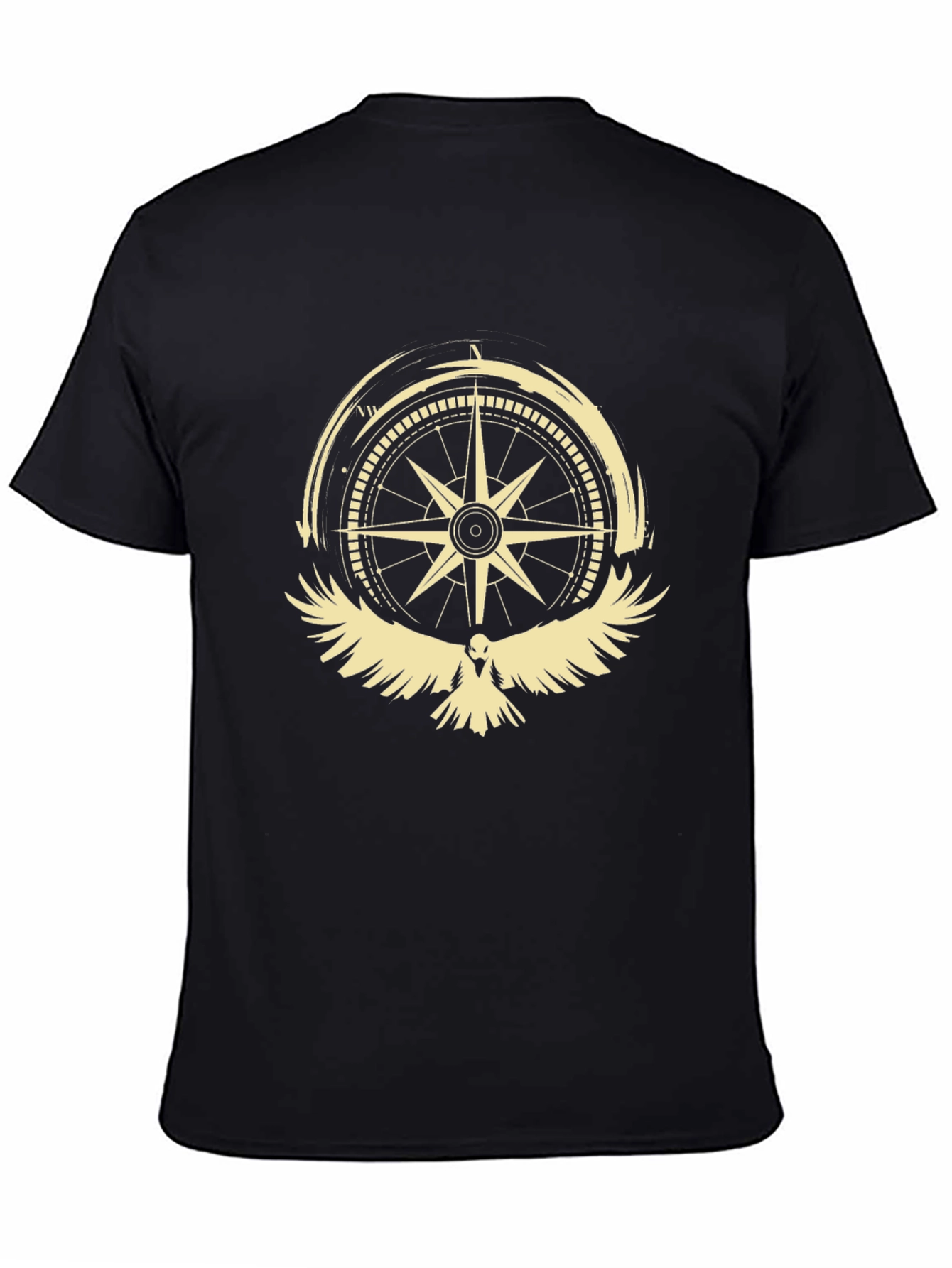 Compass & Bird Graphic Print Tee - Black