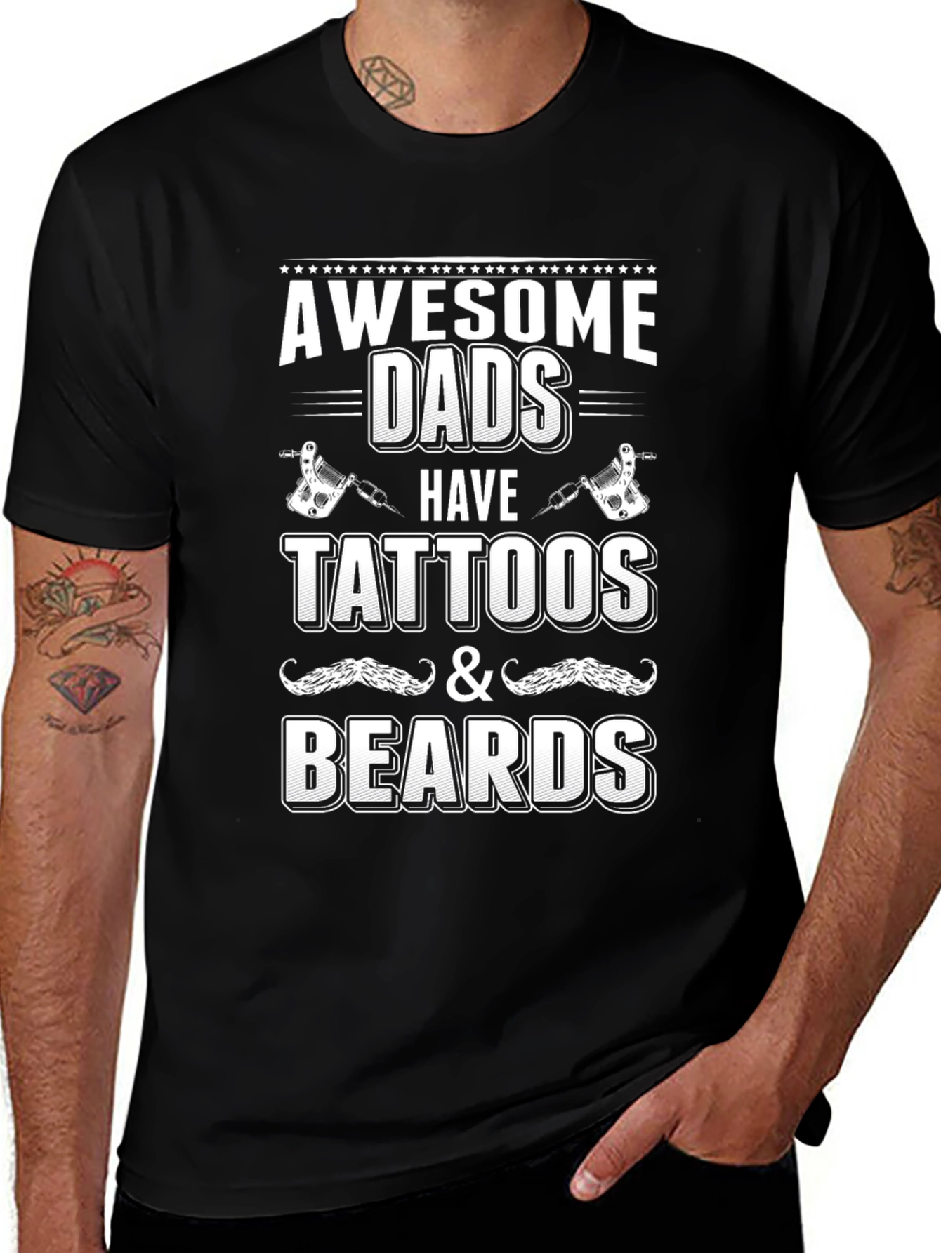 Awesome Dads Tattoo & Beard Graphic Tee