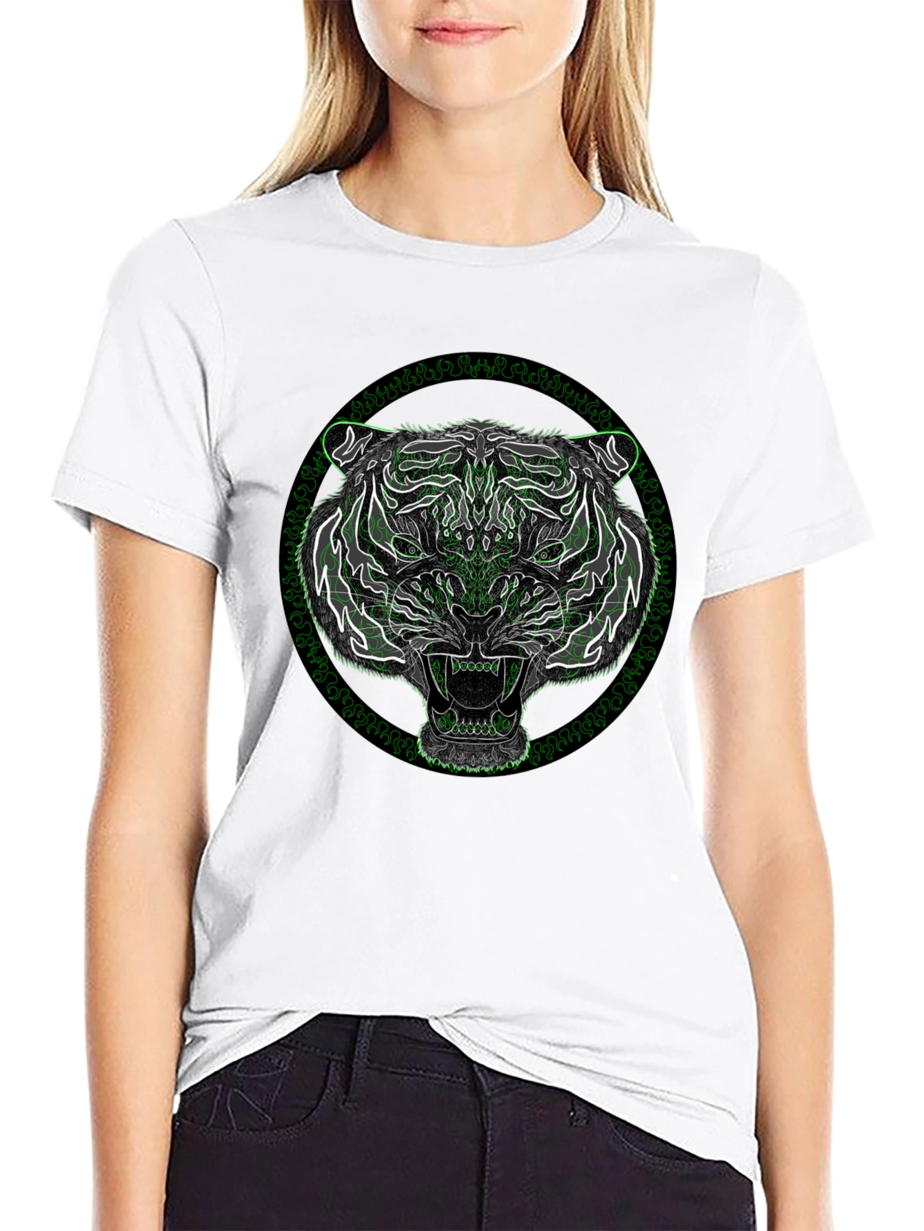 Mens Black Tiger Graphic T-Shirt