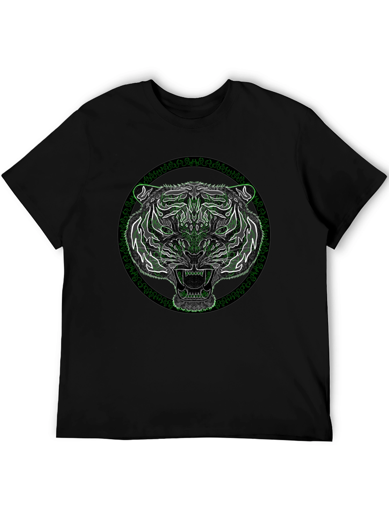 Mens Black Tiger Graphic T-Shirt