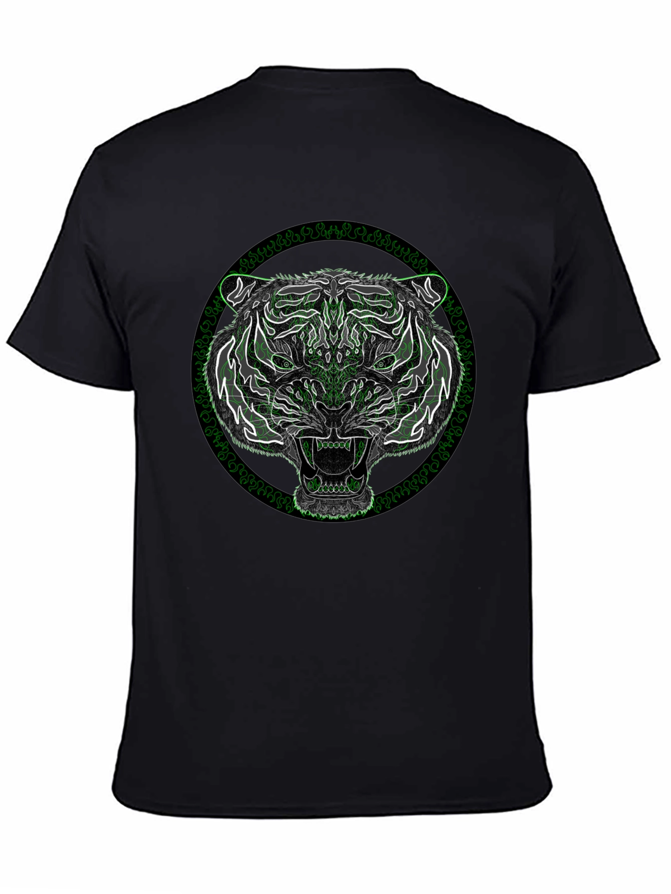 Mens Black Tiger Graphic T-Shirt