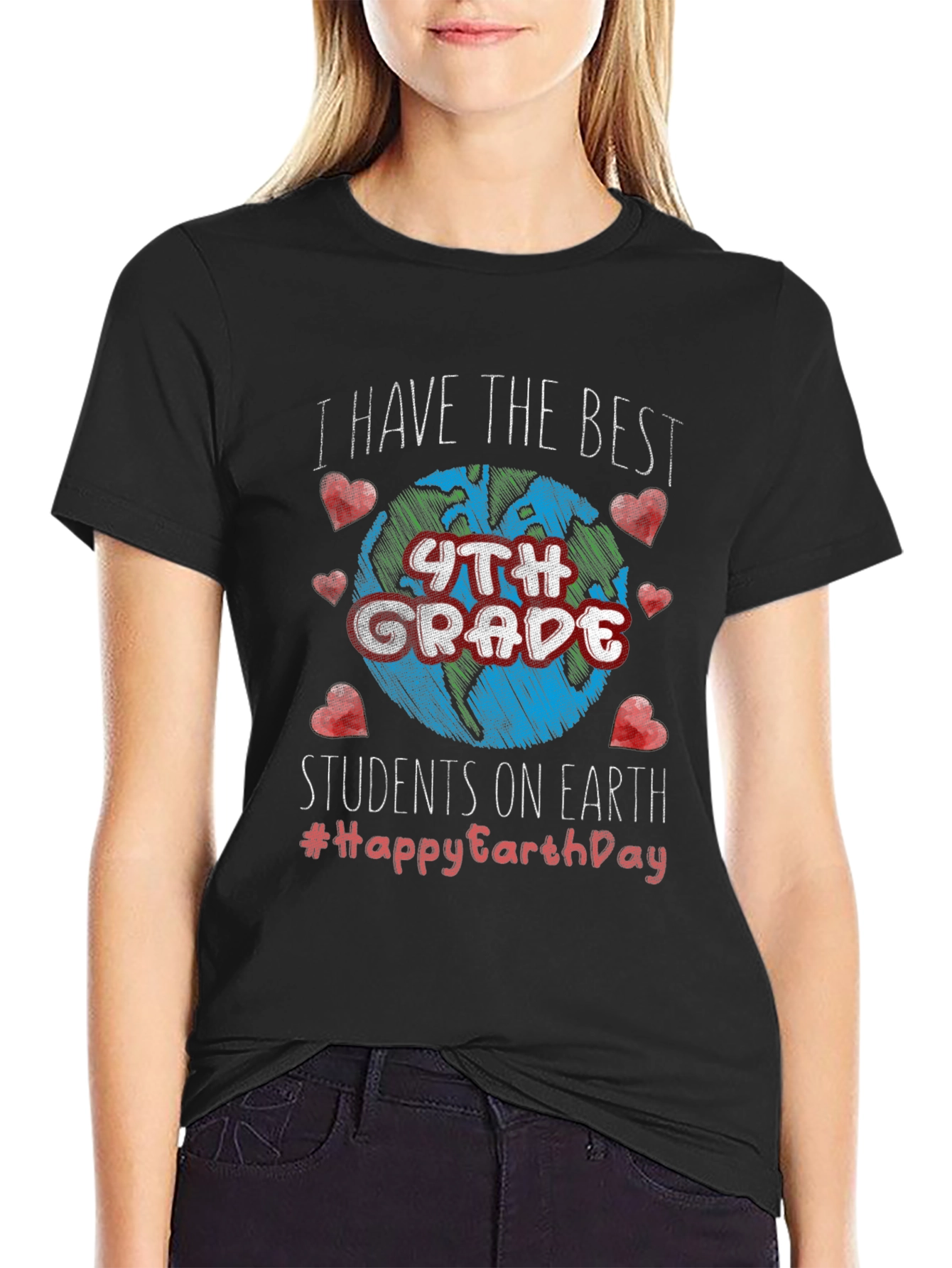Best 4th Grade Students Earth Day Teacher T-Shirt