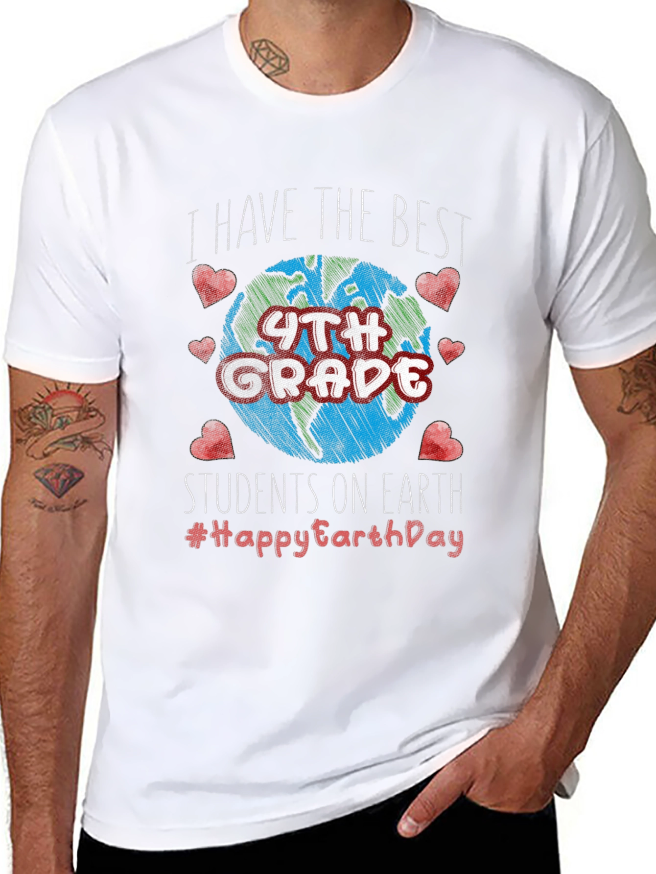 Best 4th Grade Students Earth Day Teacher T-Shirt
