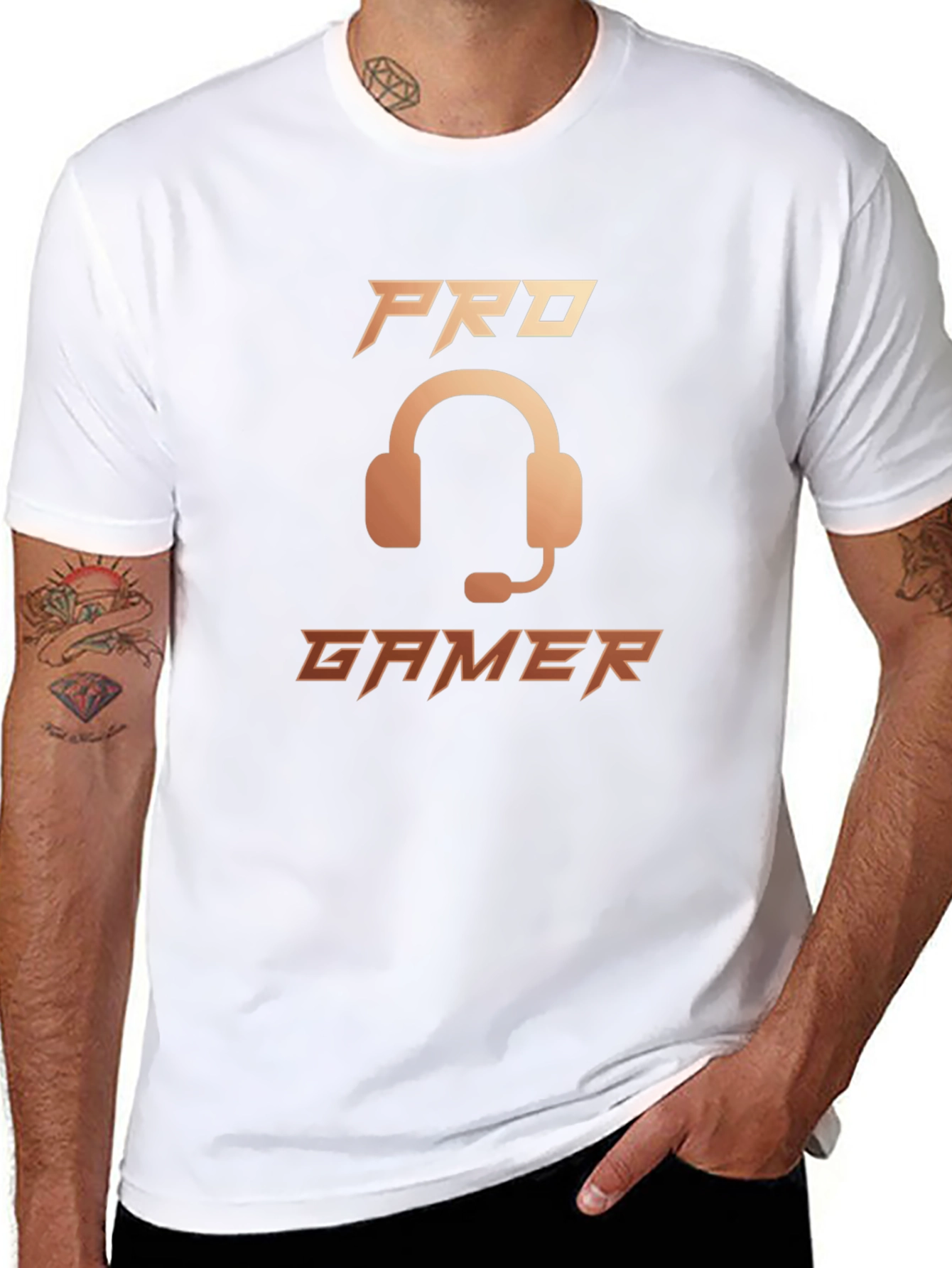 Pro Gamer Black T-Shirt with Headset Graphic