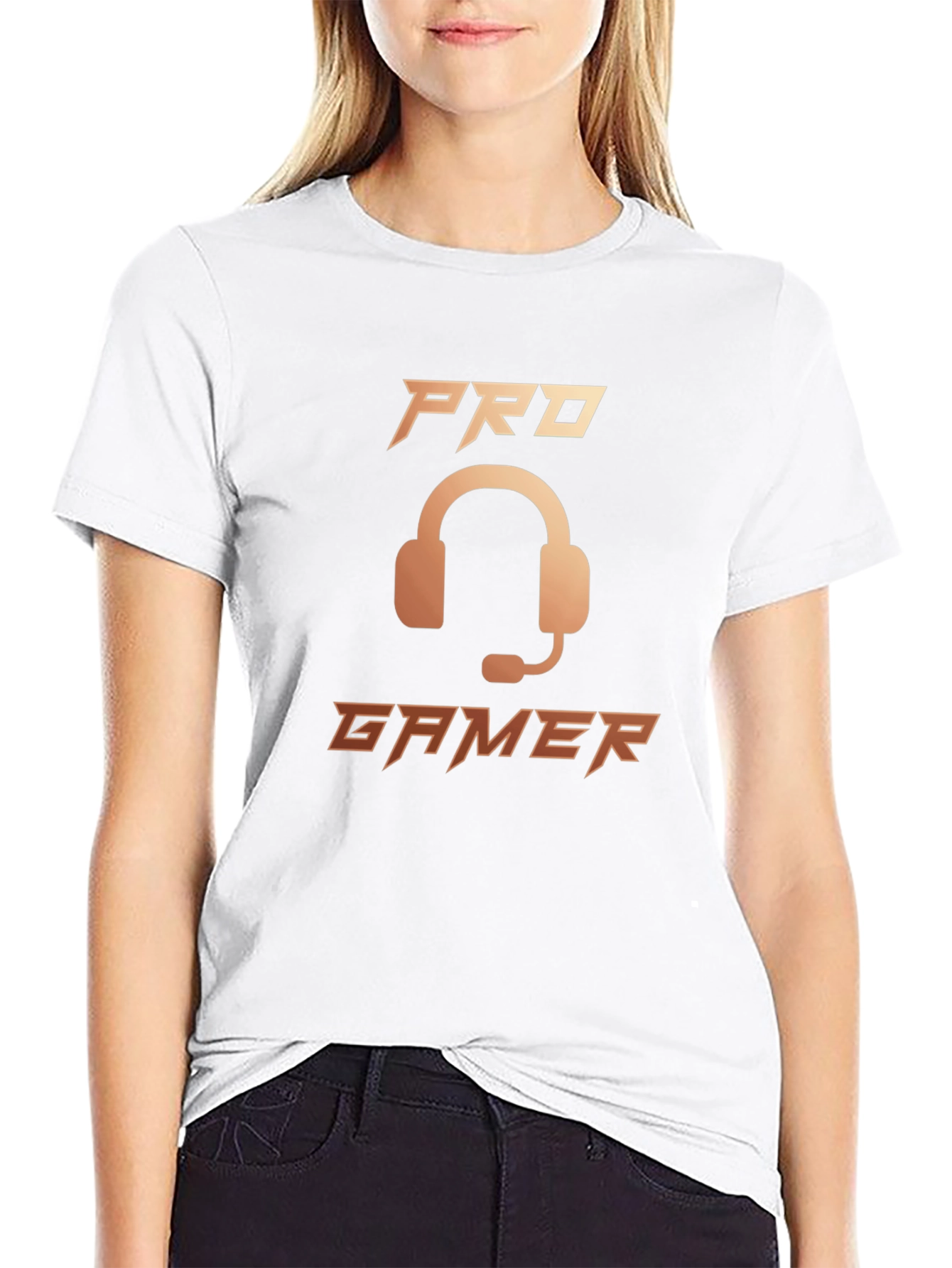 Pro Gamer Black T-Shirt with Headset Graphic