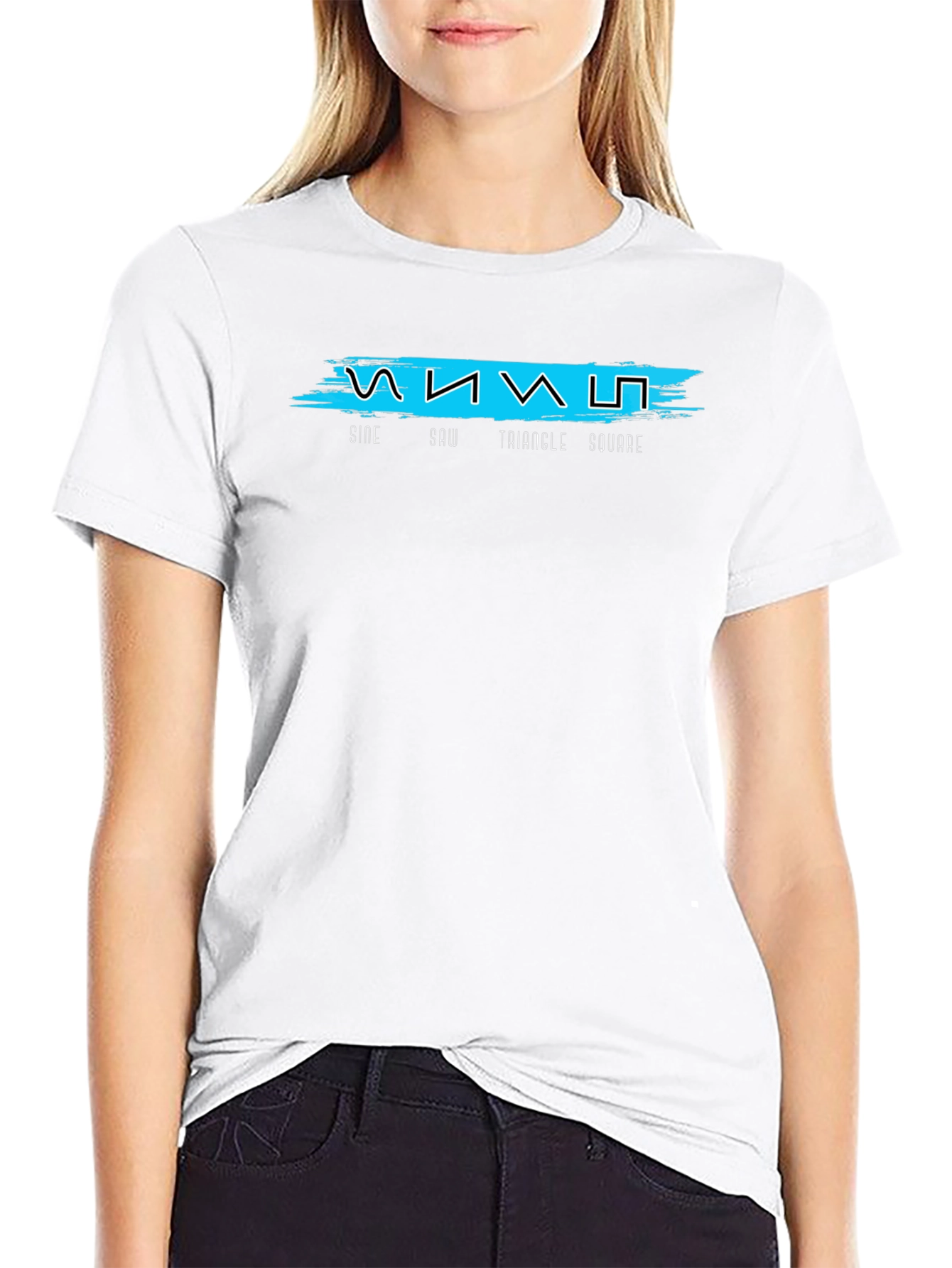 Sine Saw Triangle Square Black Graphic Tee