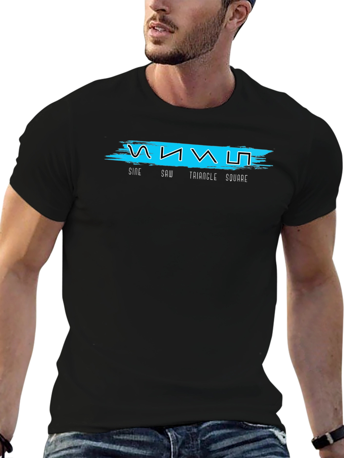 Sine Saw Triangle Square Black Graphic Tee