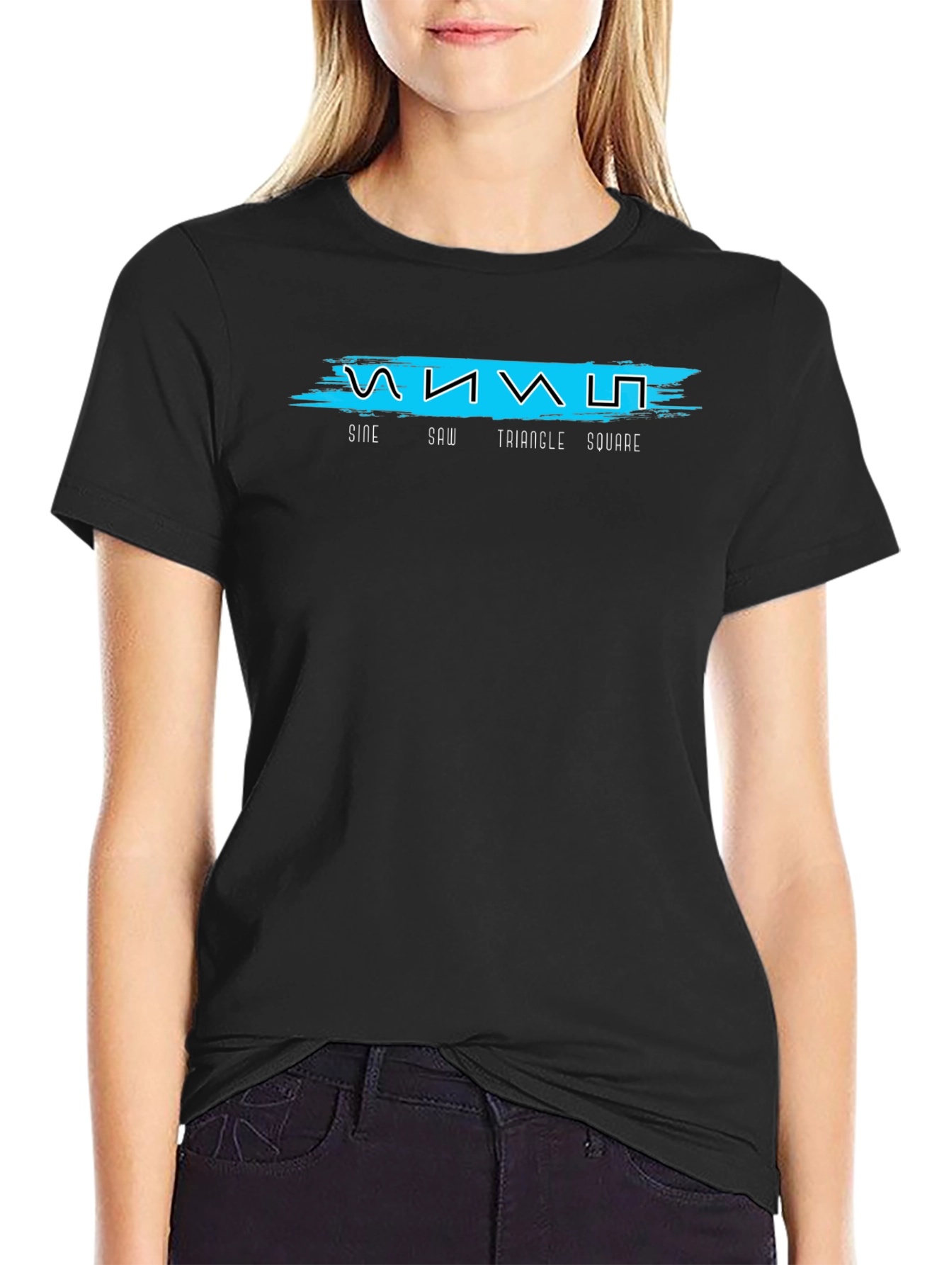 Sine Saw Triangle Square Black Graphic Tee