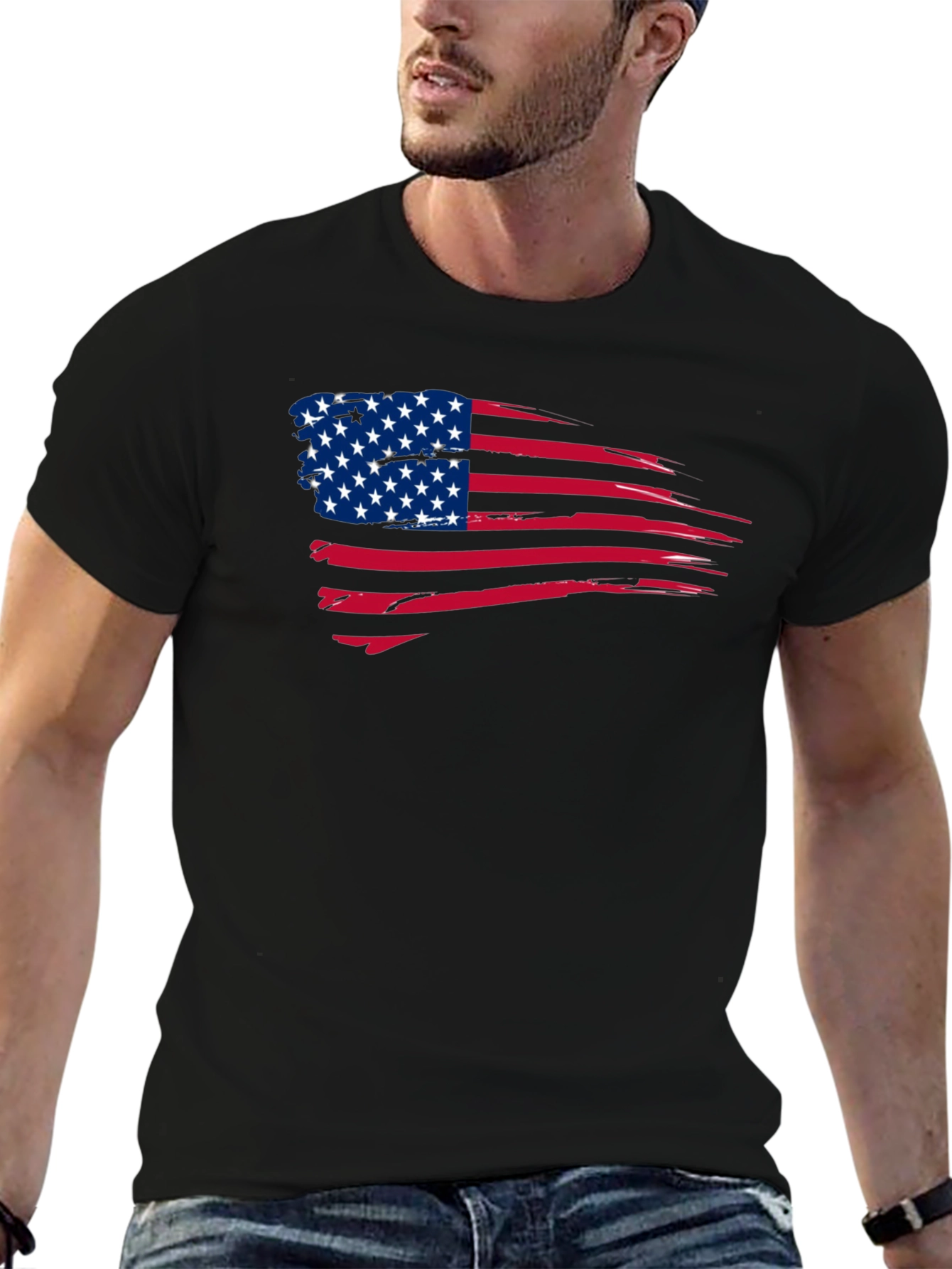American Flag Distressed Graphic T-Shirt