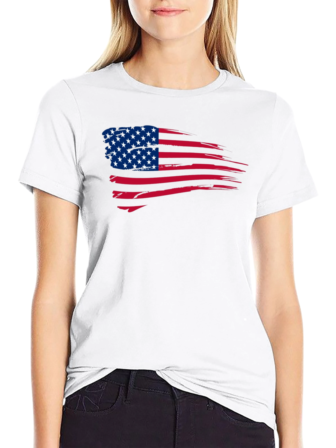 American Flag Distressed Graphic T-Shirt