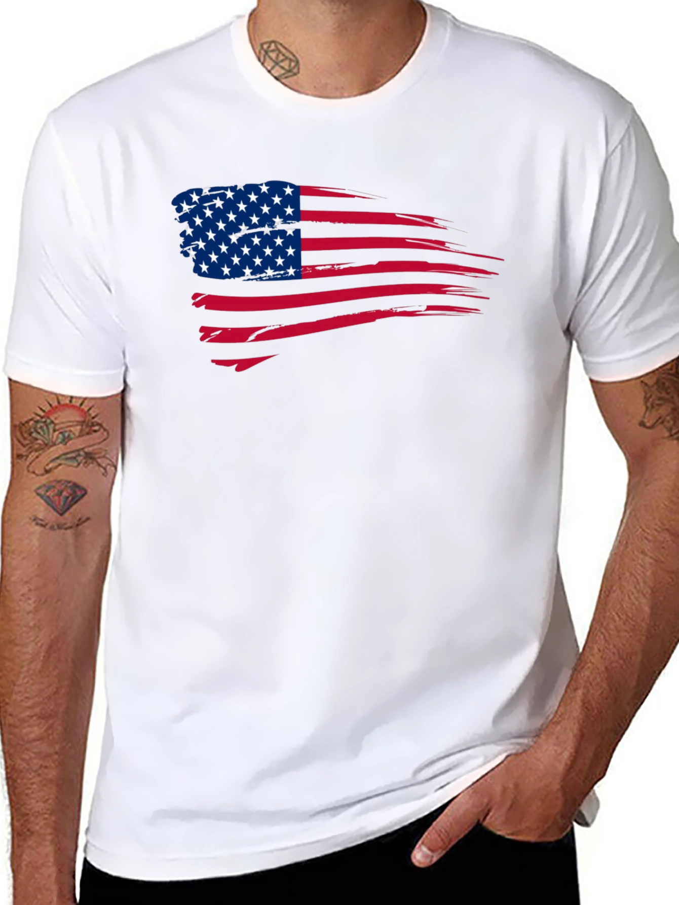 American Flag Distressed Graphic T-Shirt