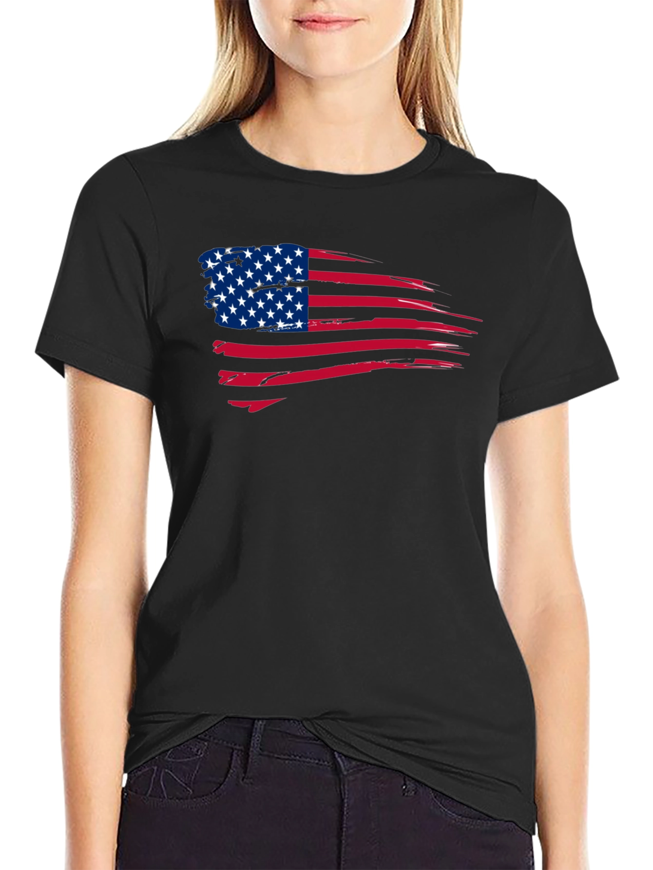 American Flag Distressed Graphic T-Shirt