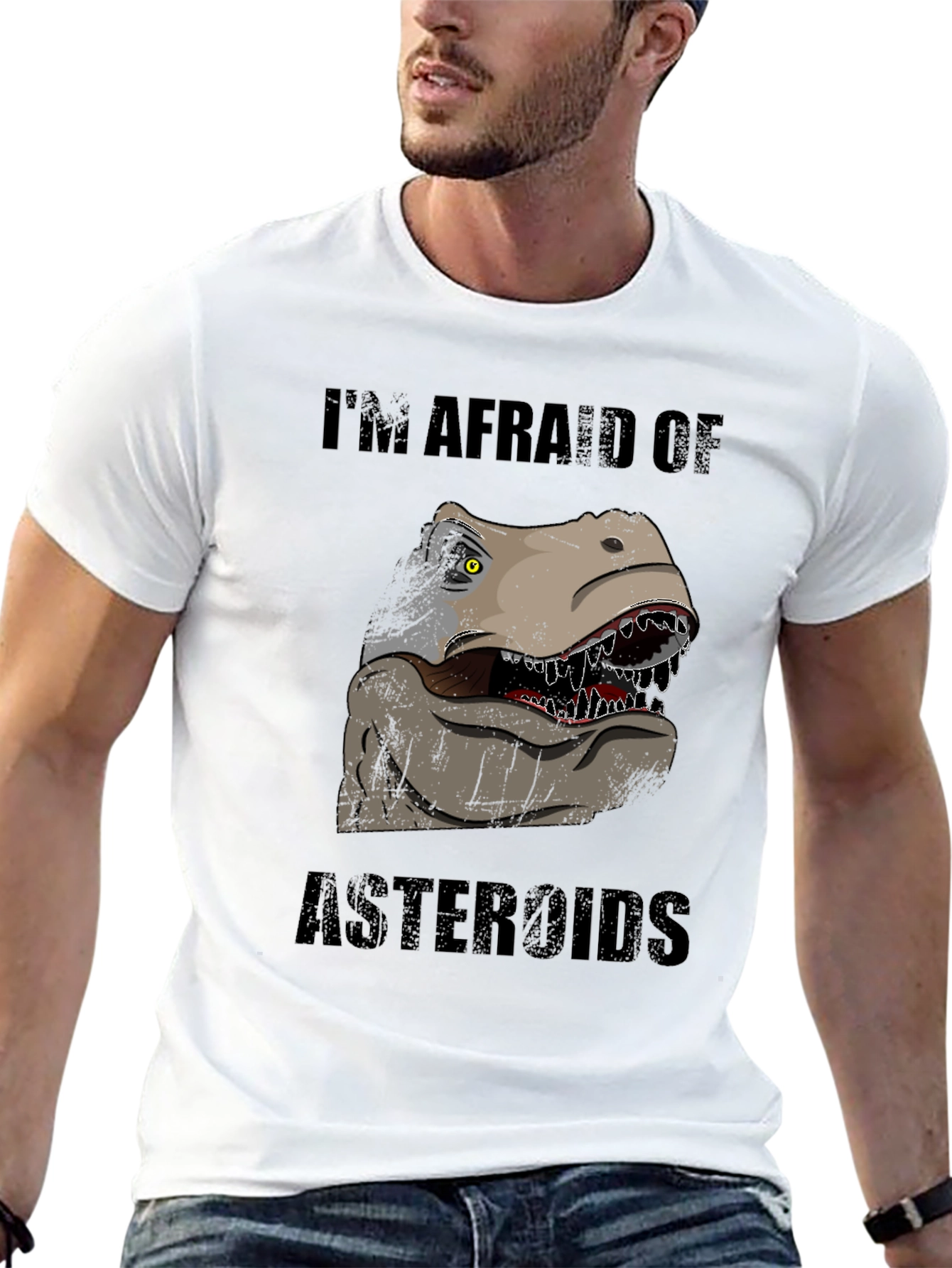 Dinosaur Afraid of Asteroids Graphic T-Shirt