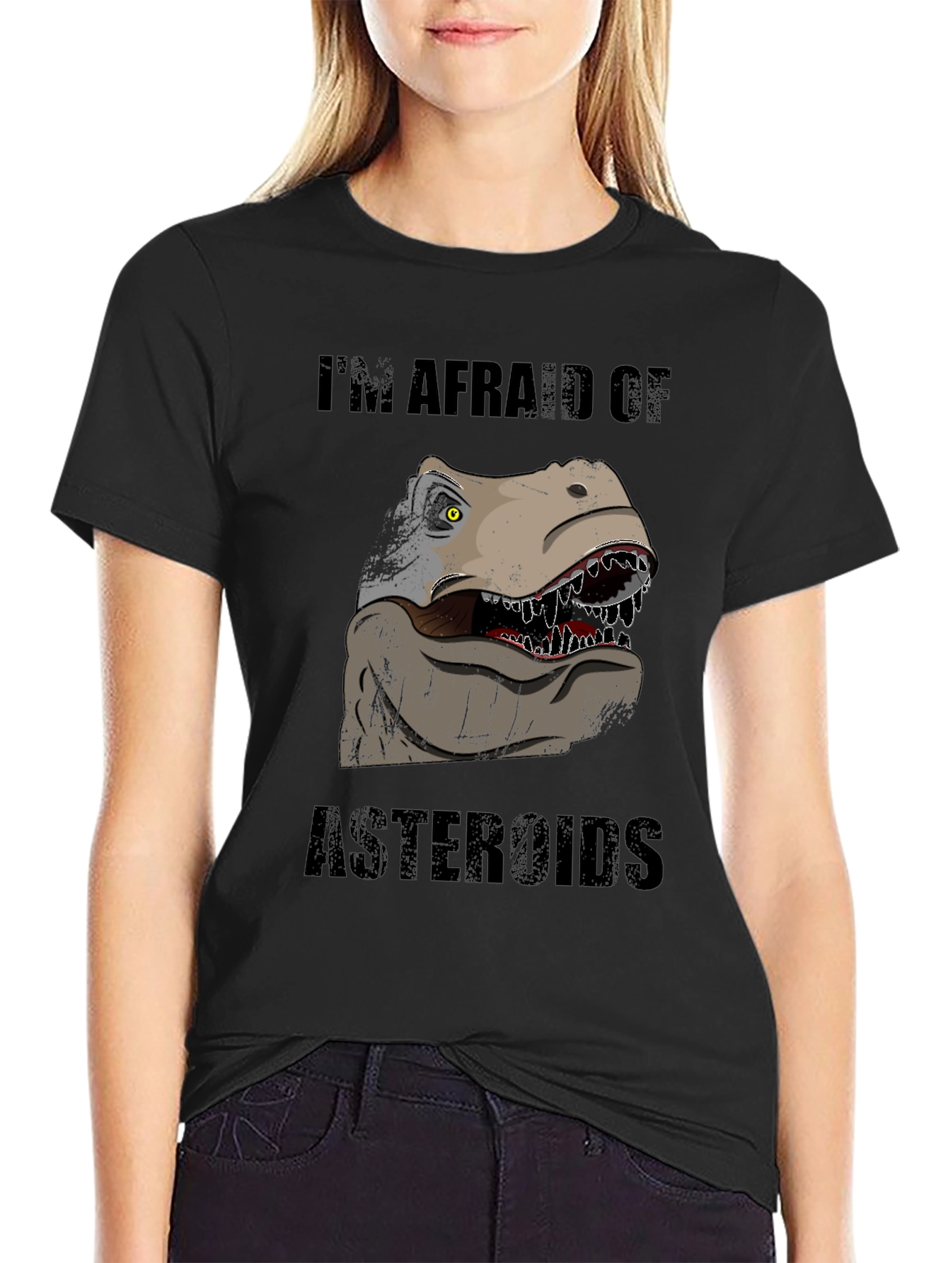 Dinosaur Afraid of Asteroids Graphic T-Shirt
