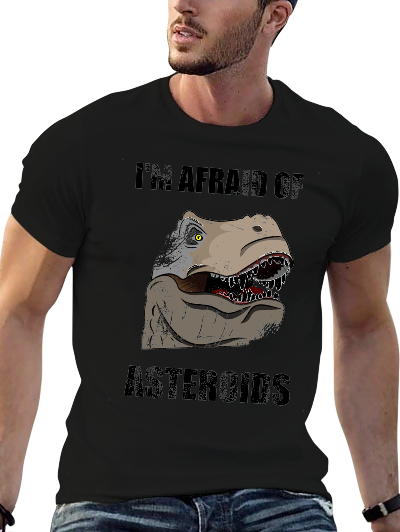 Dinosaur Afraid of Asteroids Graphic T-Shirt