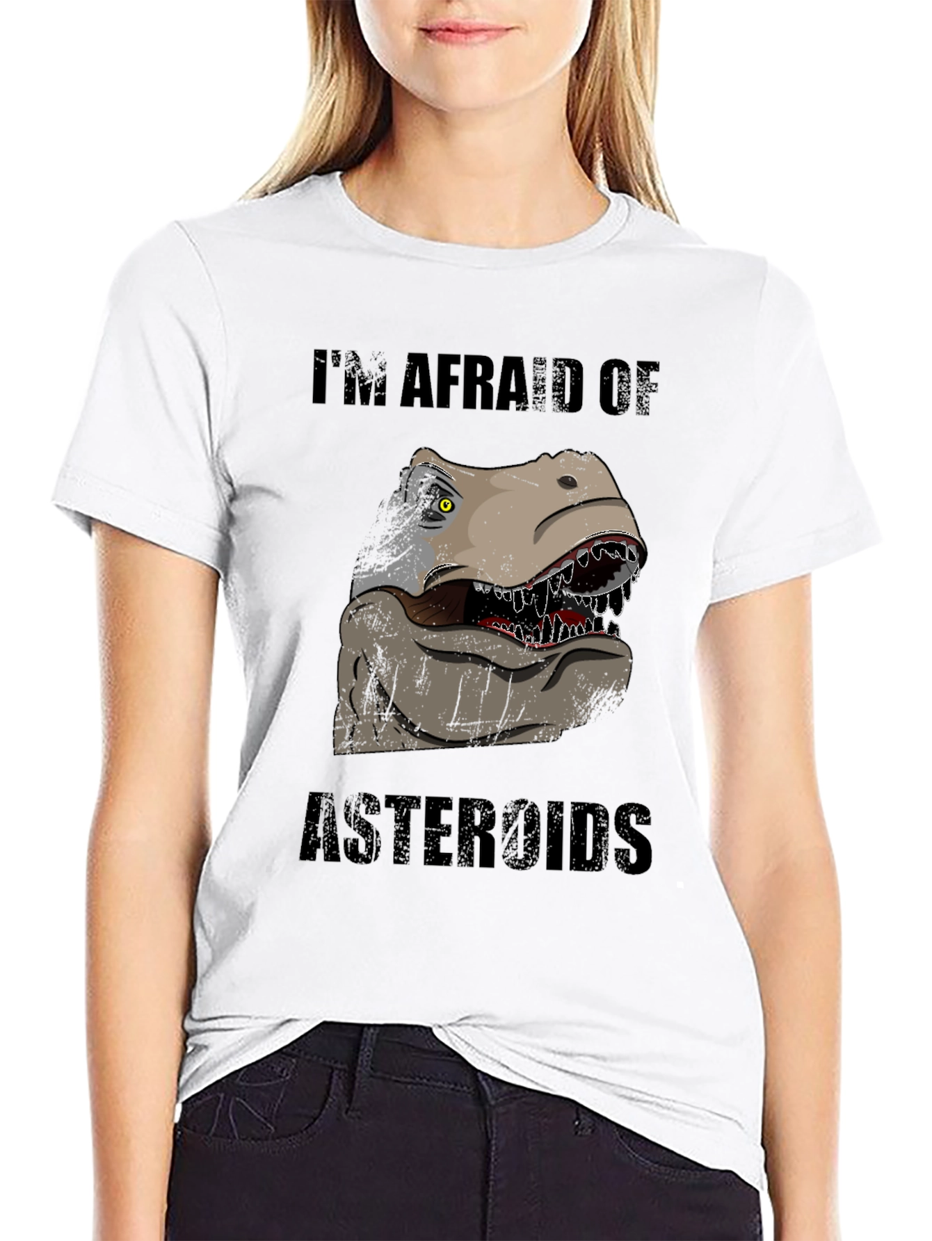 Dinosaur Afraid of Asteroids Graphic T-Shirt