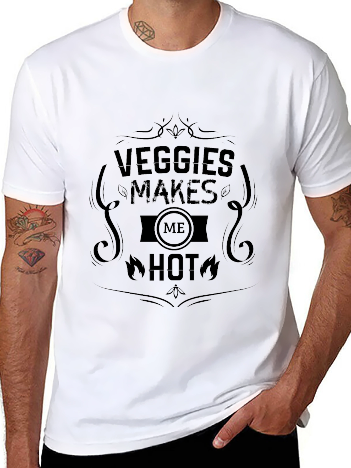 Veggies Makes Me Hot T-Shirt -  Black Graphic Tee