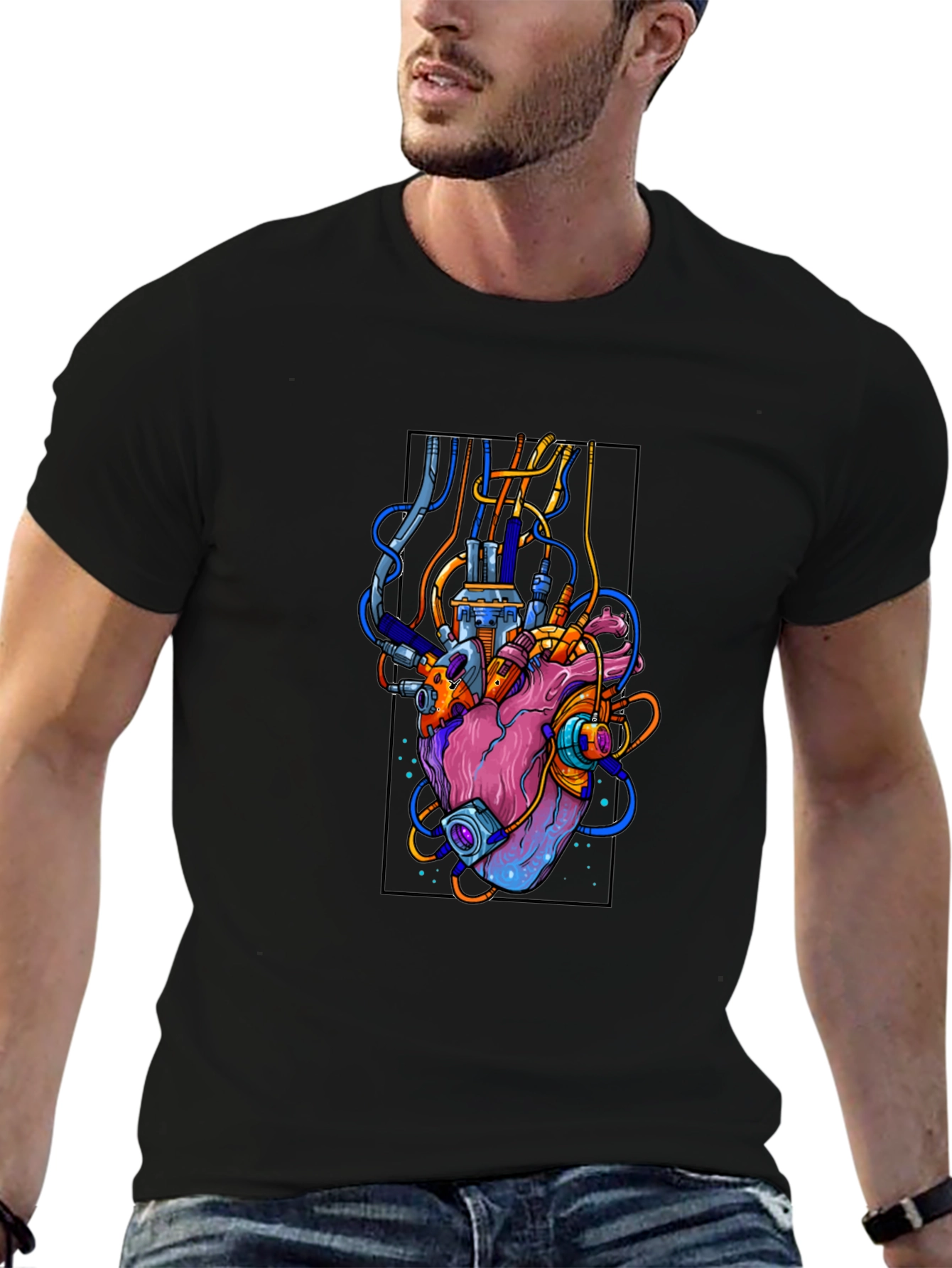 Cyberpunk Heart T-Shirt - Futuristic Anatomy Tee