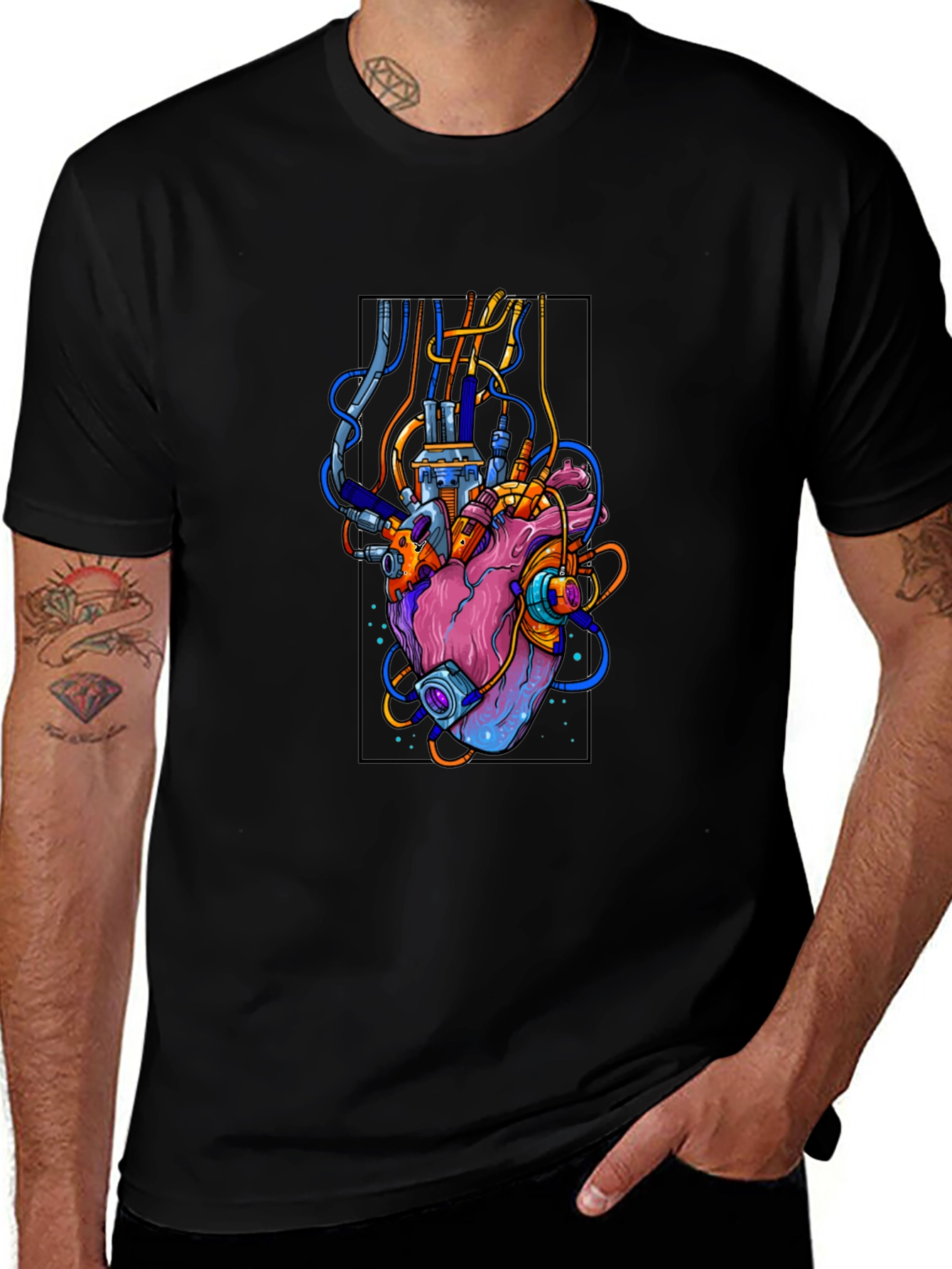 Cyberpunk Heart T-Shirt - Futuristic Anatomy Tee
