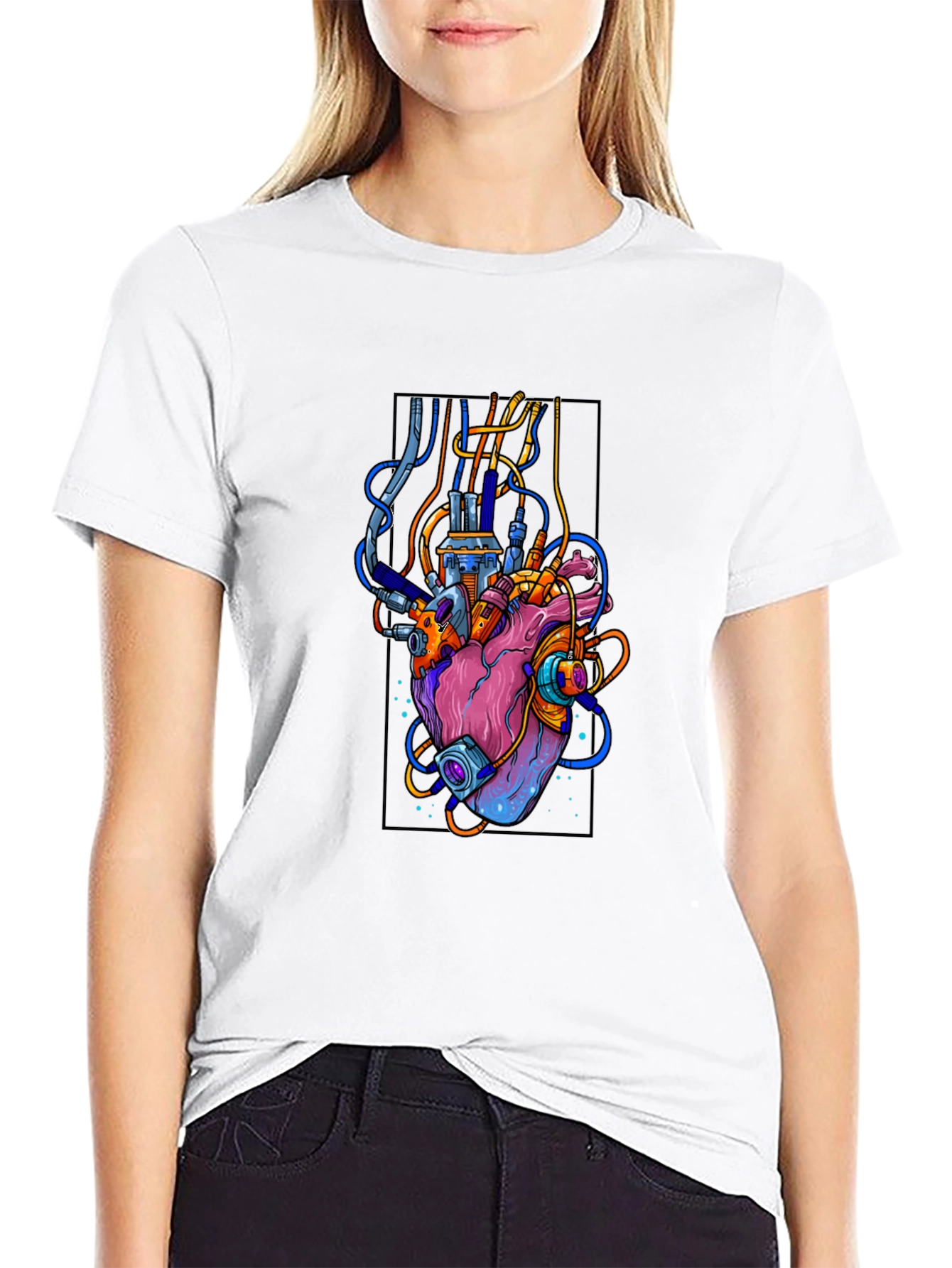 Cyberpunk Heart T-Shirt - Futuristic Anatomy Tee