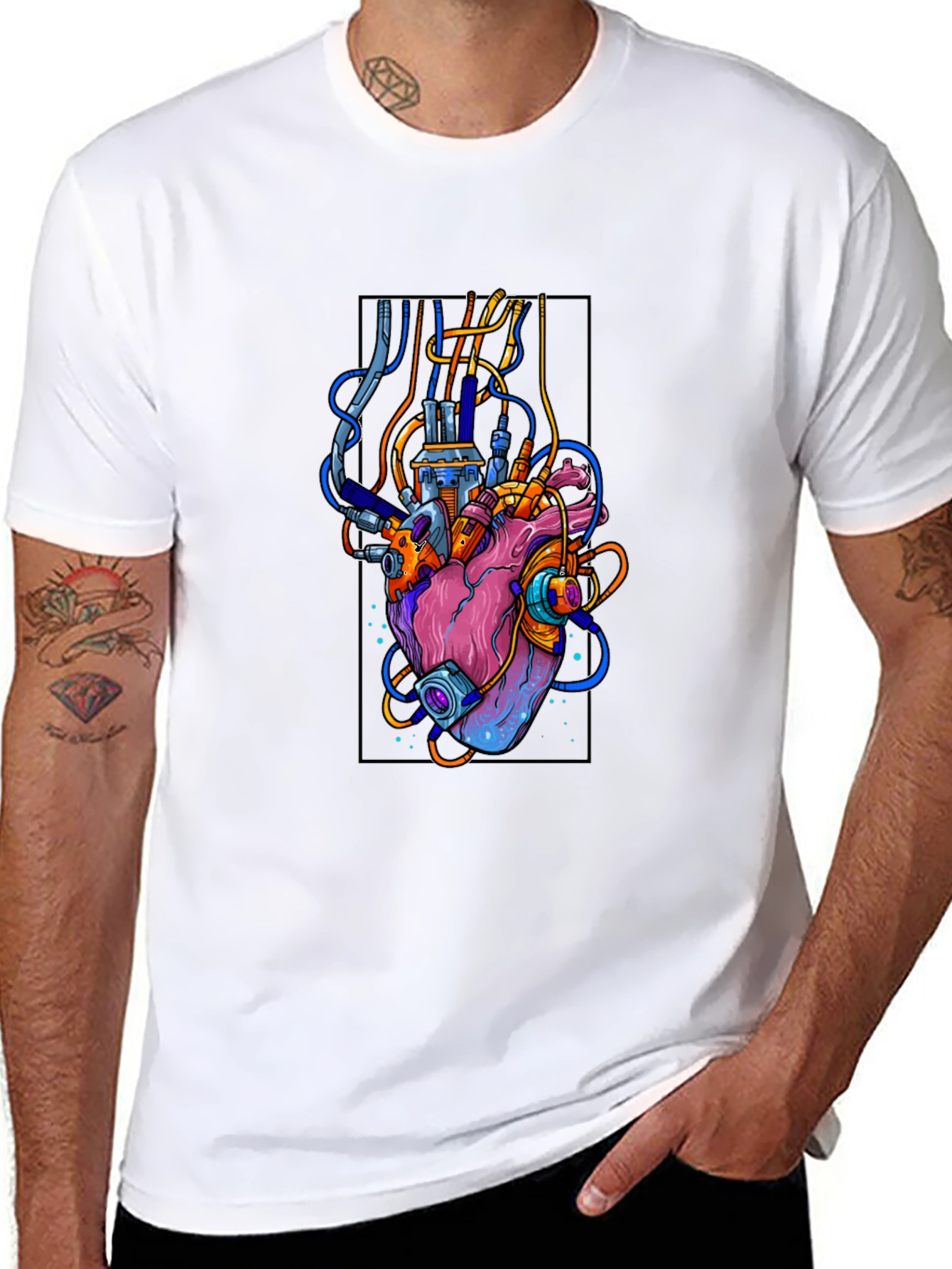 Cyberpunk Heart T-Shirt - Futuristic Anatomy Tee