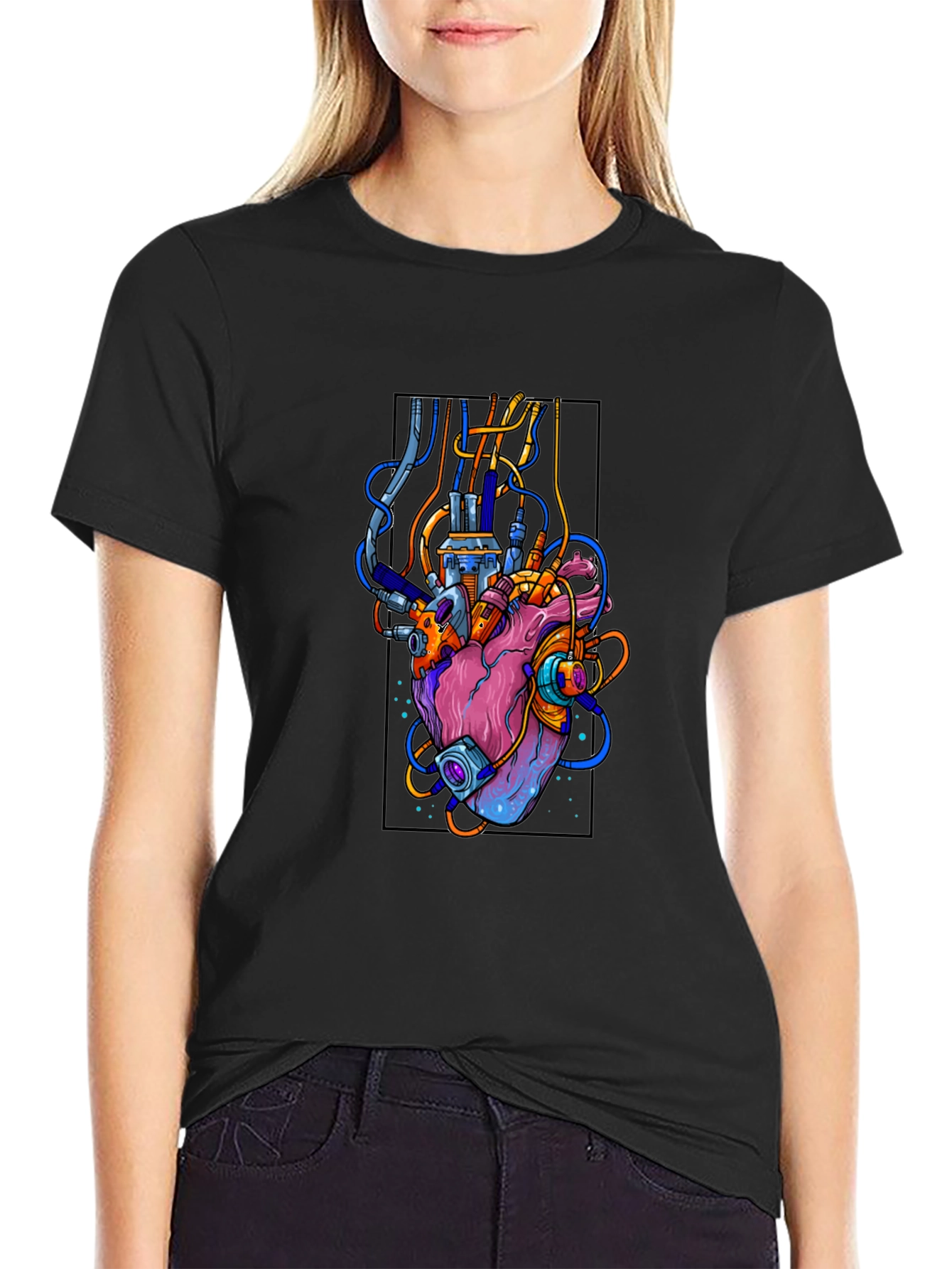 Cyberpunk Heart T-Shirt - Futuristic Anatomy Tee