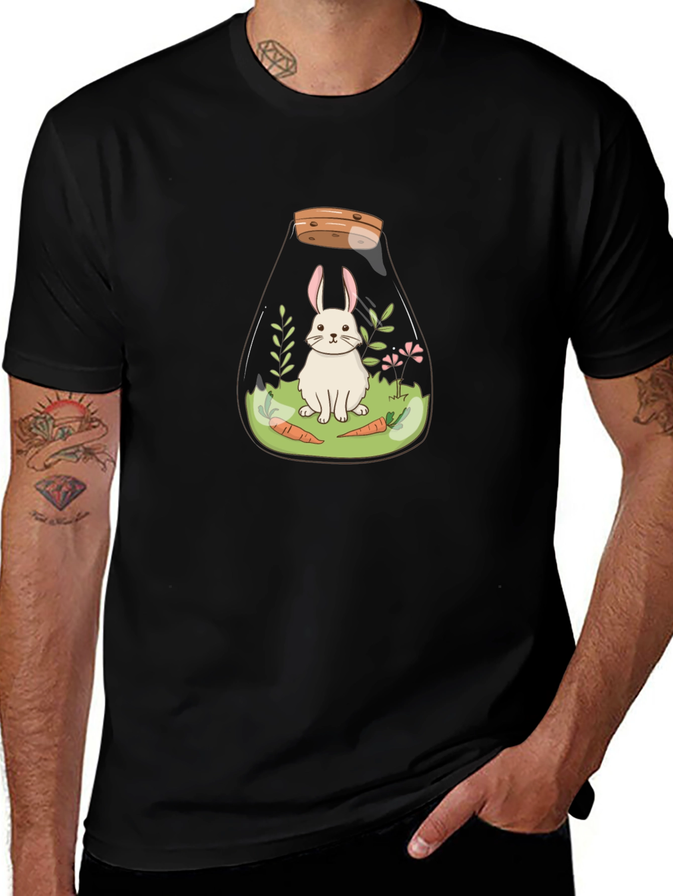 Rabbit Terrarium Graphic Tee - Unisex Cotton T-Shirt