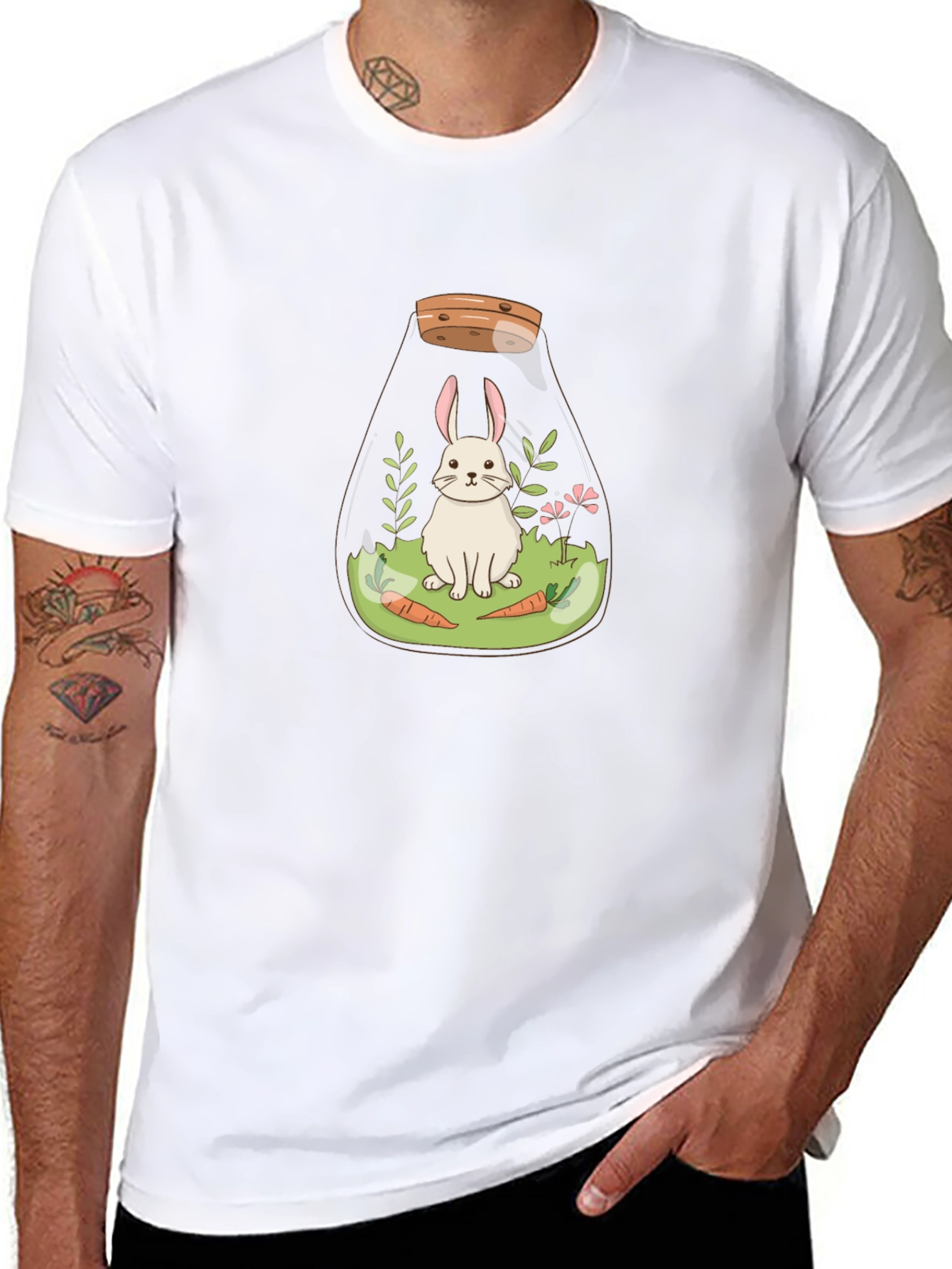 Rabbit Terrarium Graphic Tee - Unisex Cotton T-Shirt