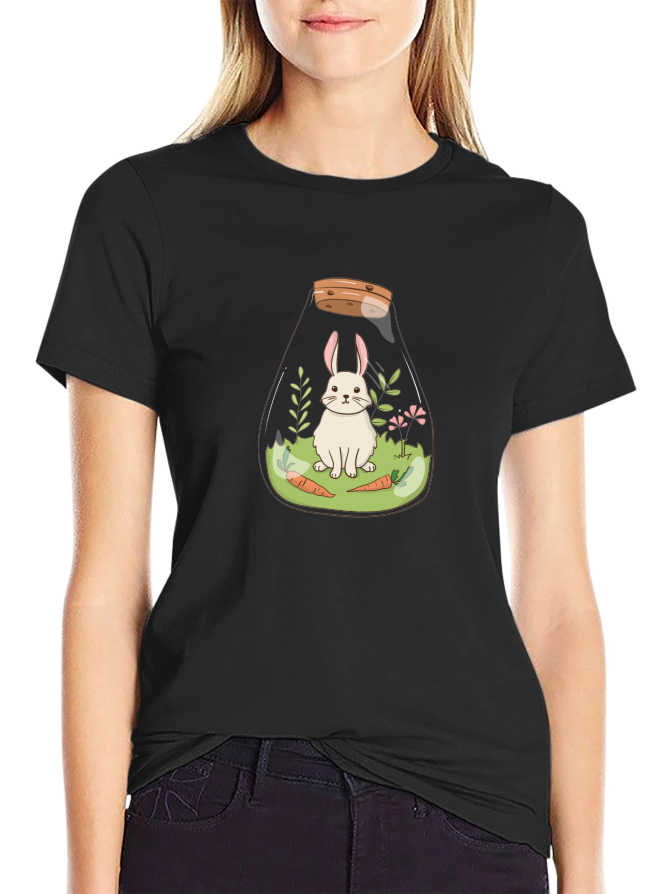 Rabbit Terrarium Graphic Tee - Unisex Cotton T-Shirt
