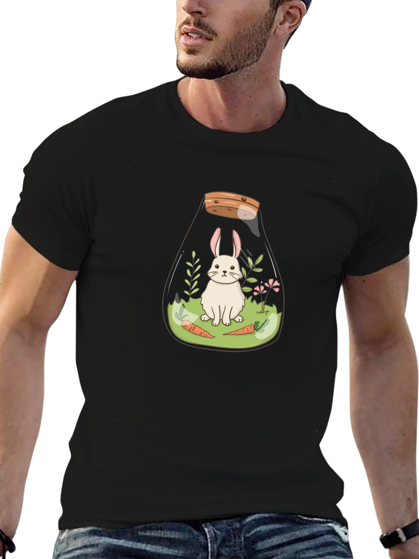 Rabbit Terrarium Graphic Tee - Unisex Cotton T-Shirt