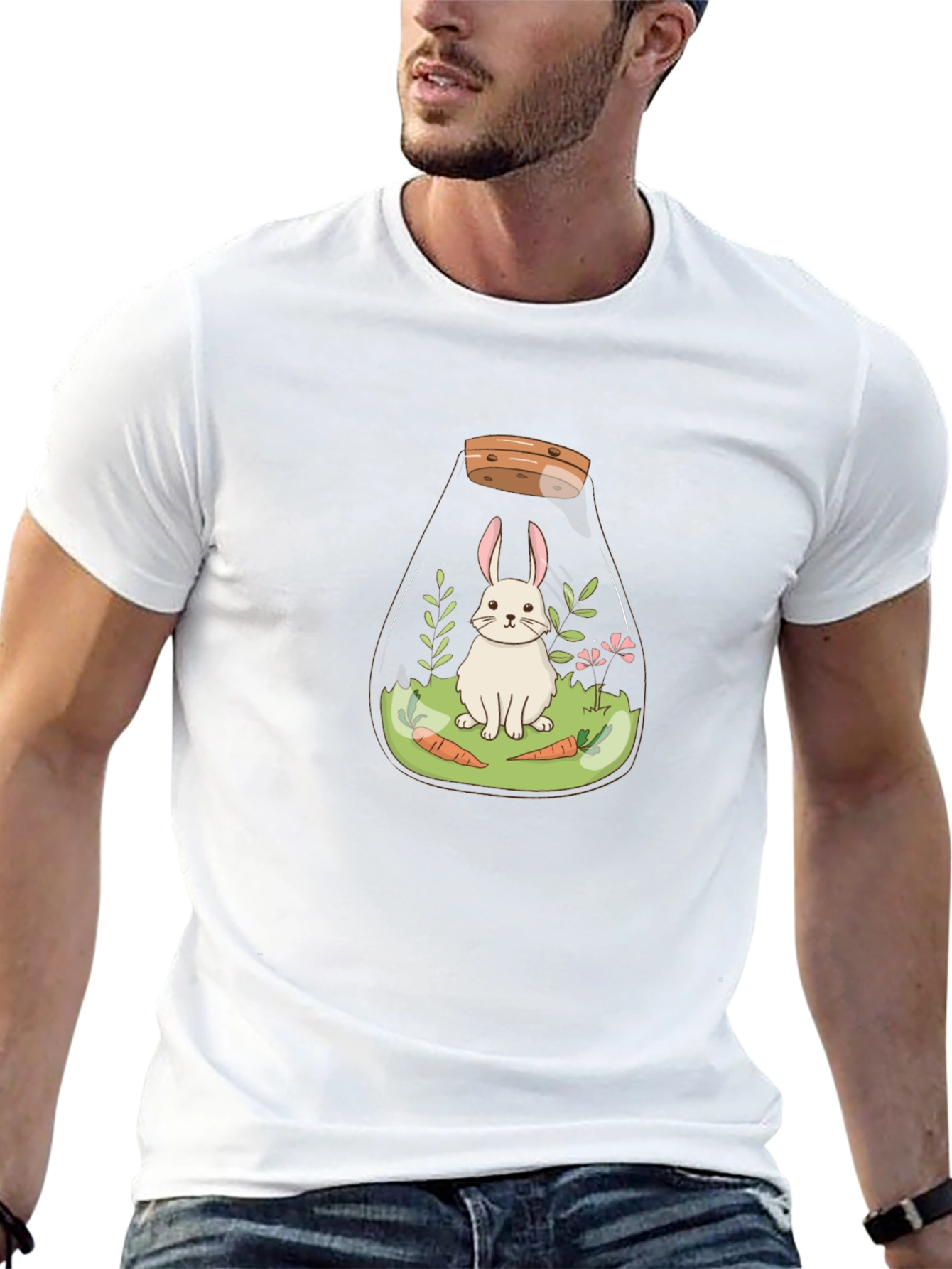 Rabbit Terrarium Graphic Tee - Unisex Cotton T-Shirt