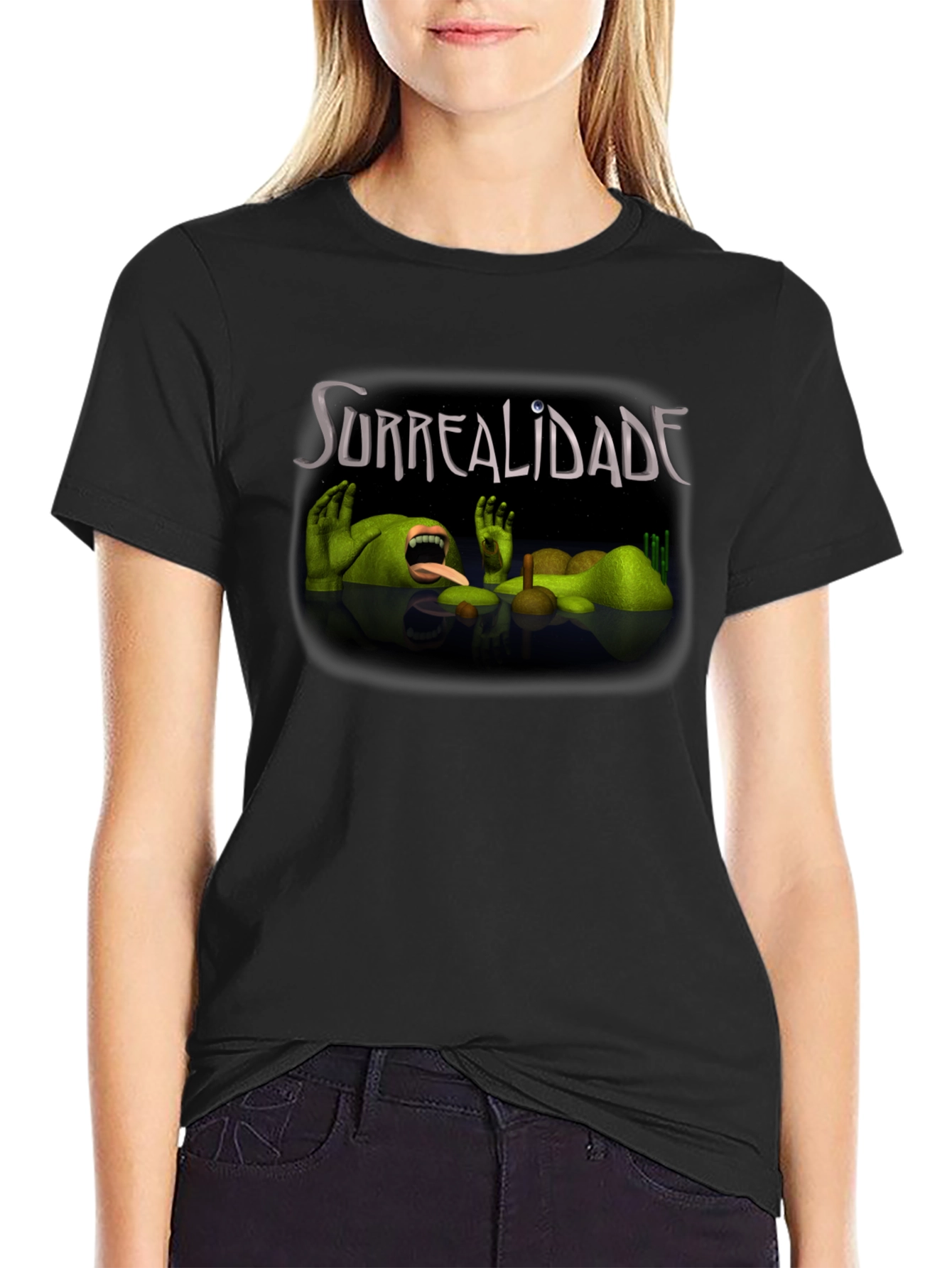 Surrealidade Graphic Tee - Black Cotton Shirt