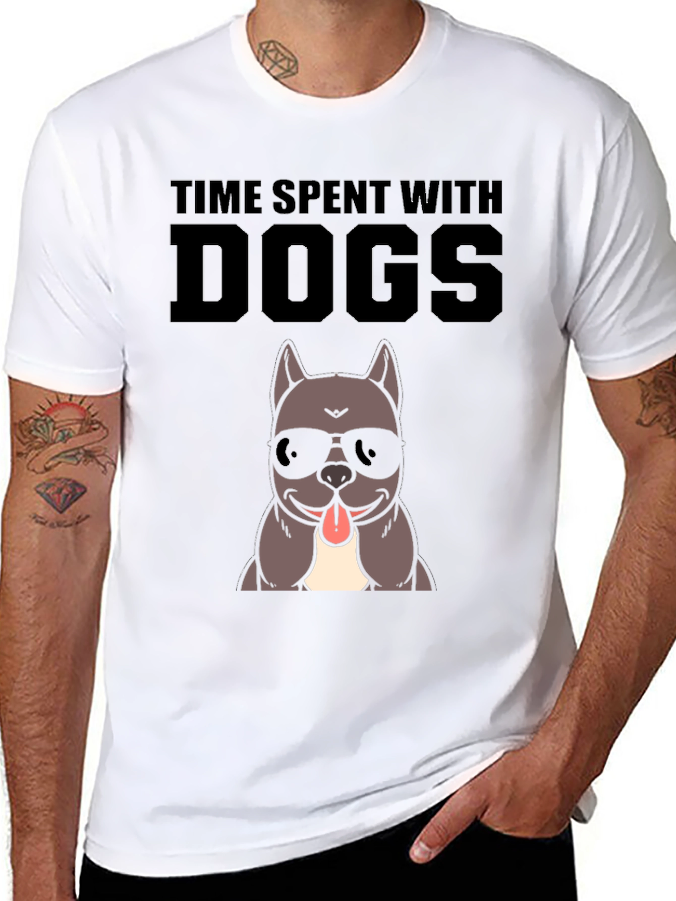 Time Spent With Dogs Black Graphic T-Shirt