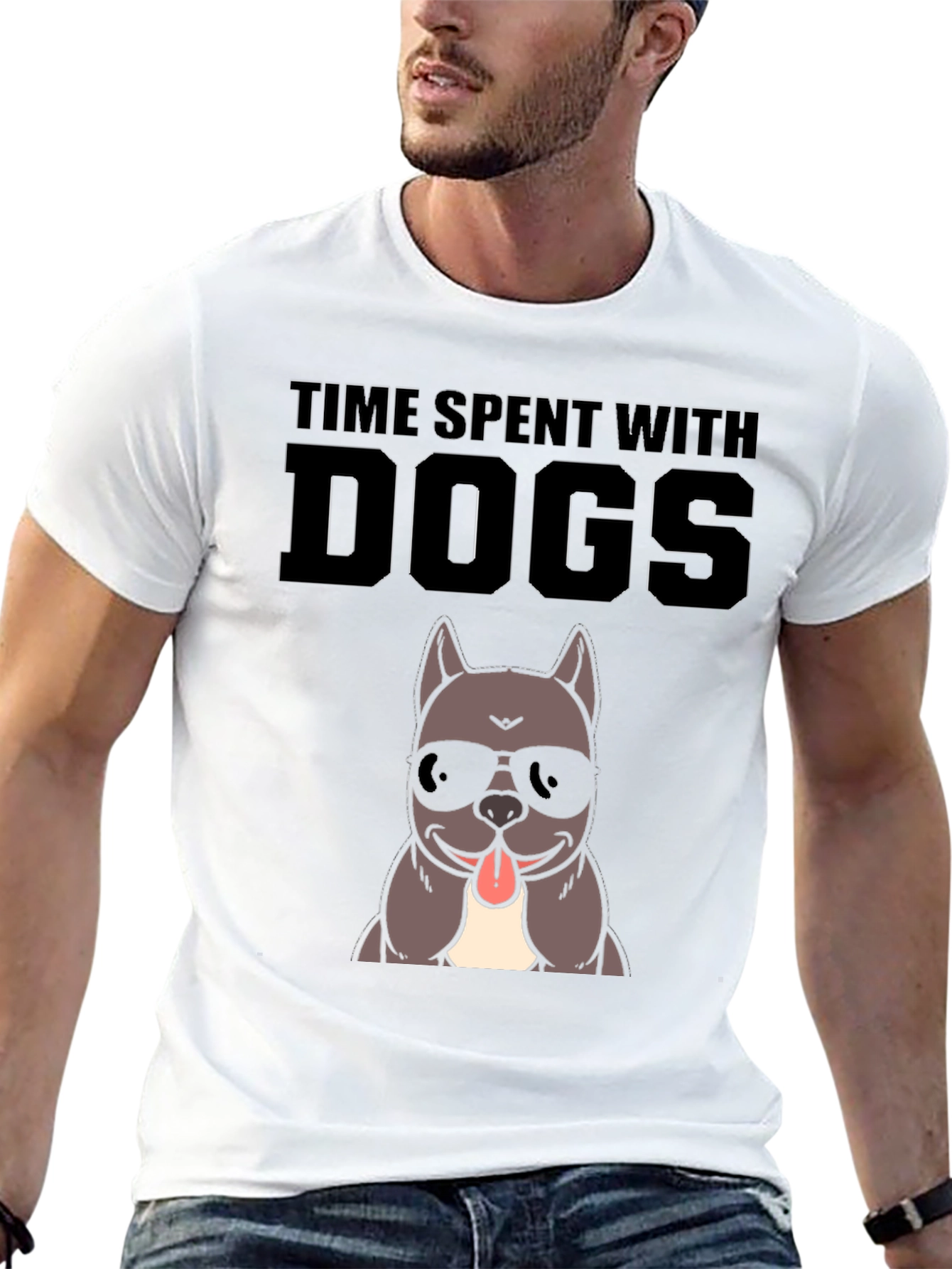 Time Spent With Dogs Black Graphic T-Shirt