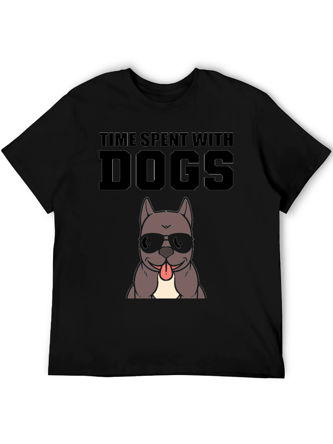 Time Spent With Dogs Black Graphic T-Shirt