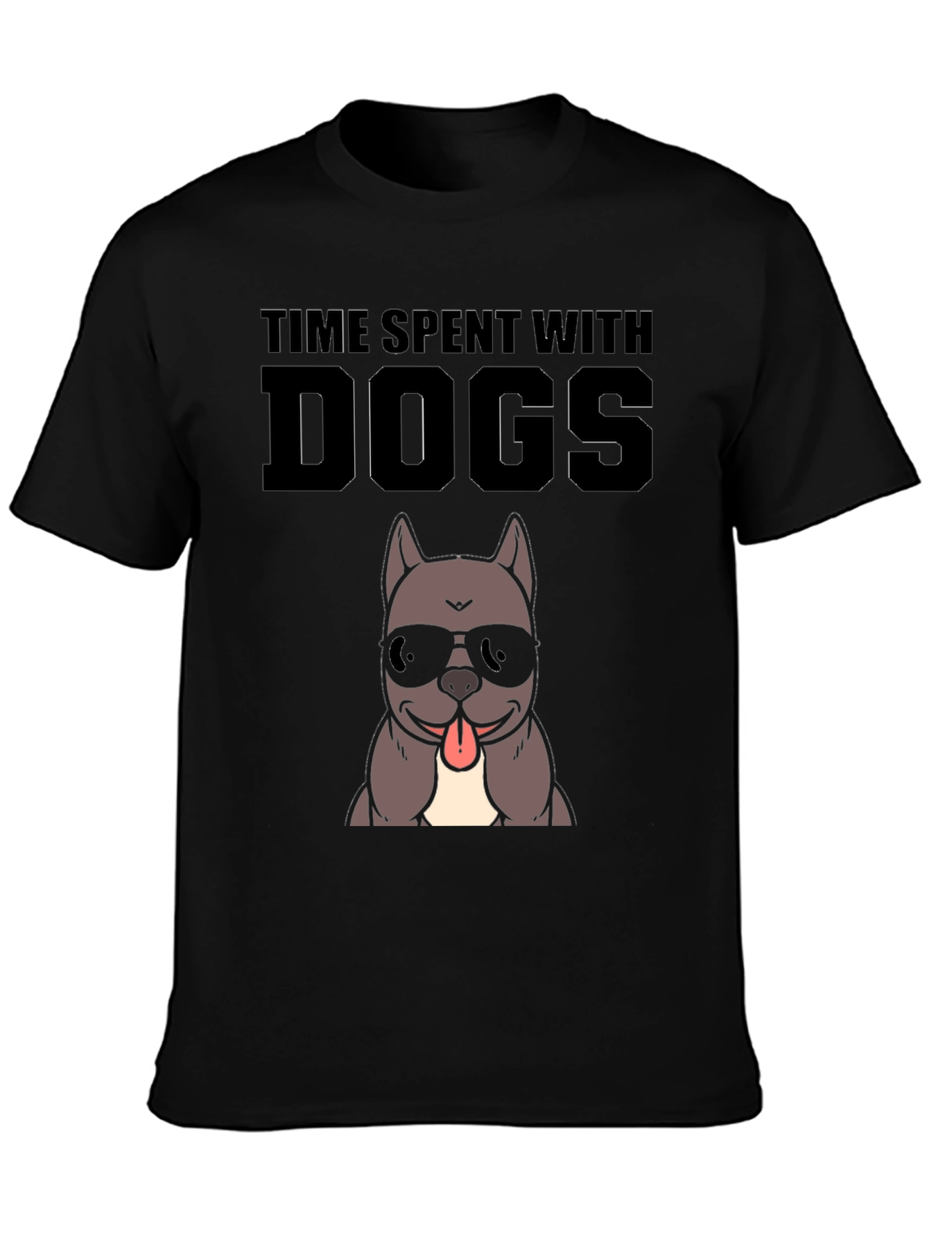 Time Spent With Dogs Black Graphic T-Shirt