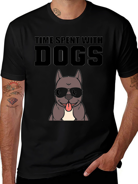 Time Spent With Dogs Black Graphic T-Shirt