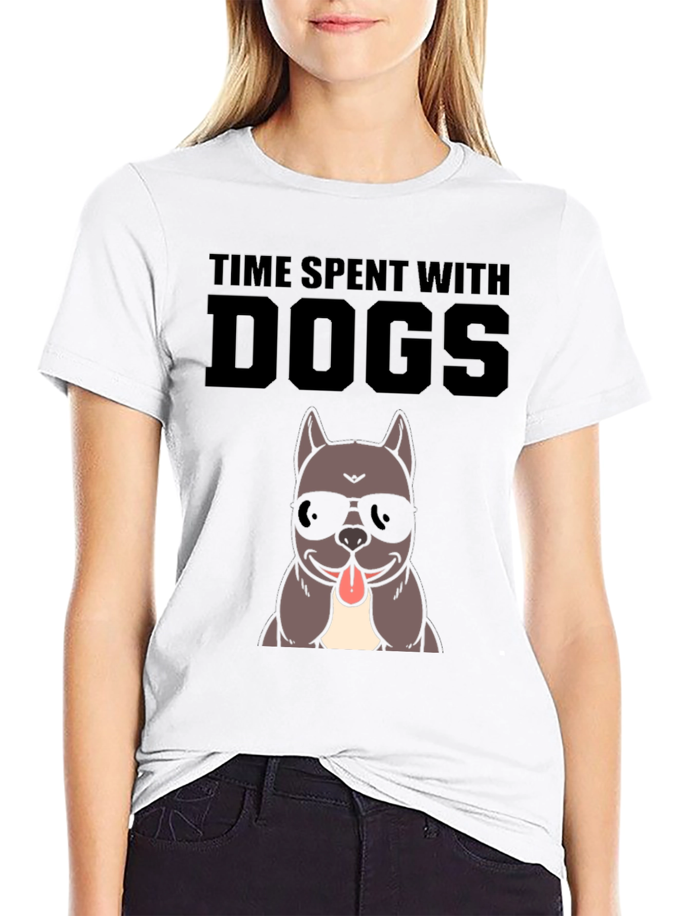 Time Spent With Dogs Black Graphic T-Shirt