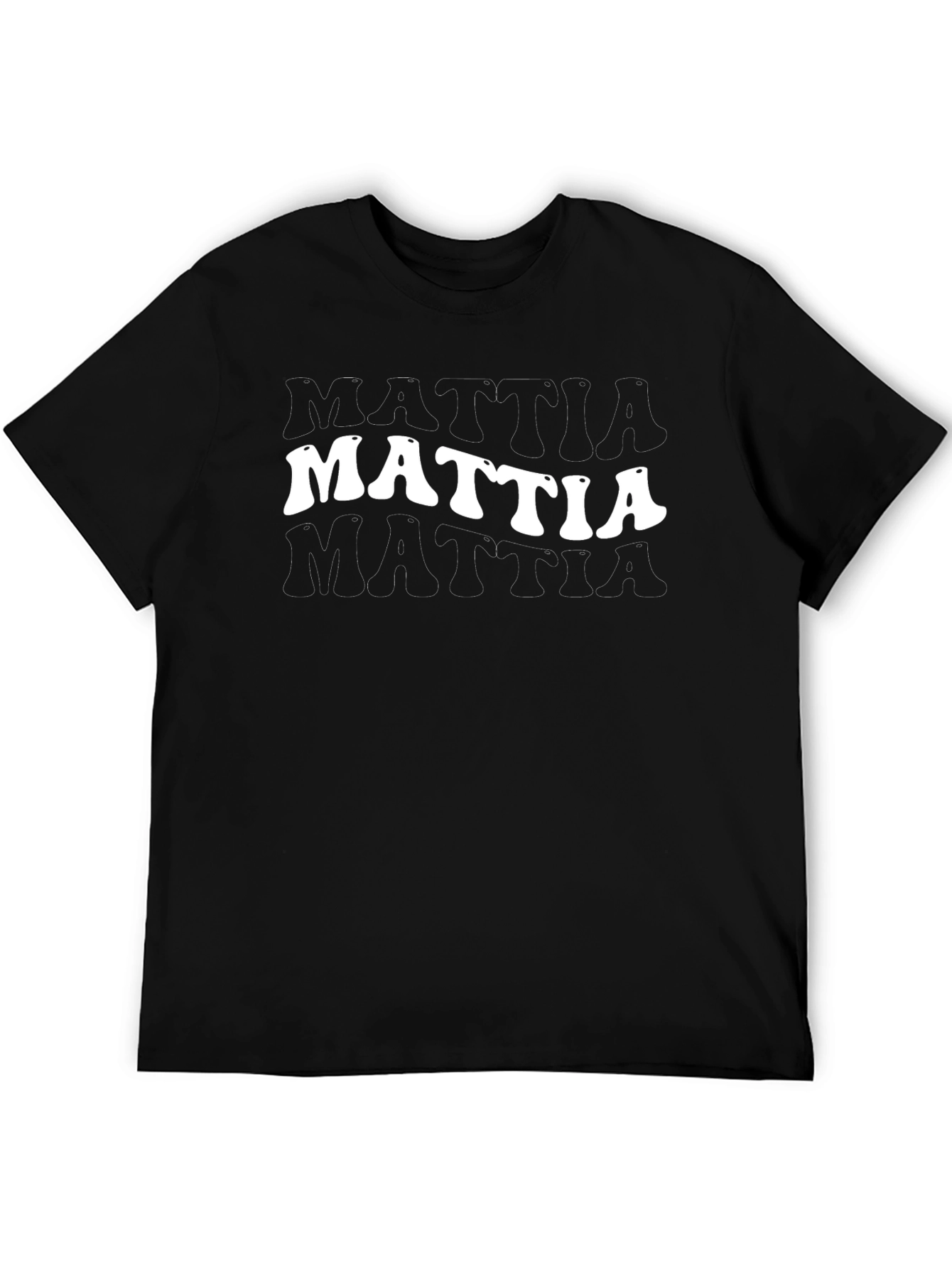 Mattia Retro Text Graphic Black T-Shirt