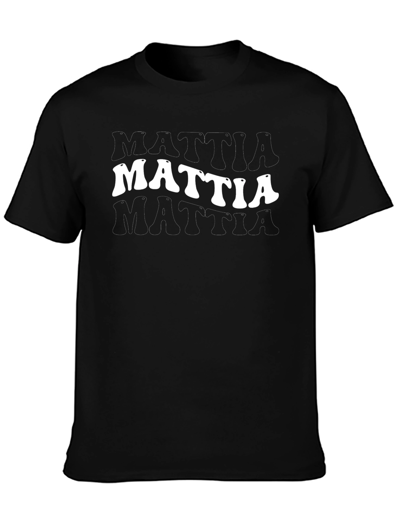 Mattia Retro Text Graphic Black T-Shirt