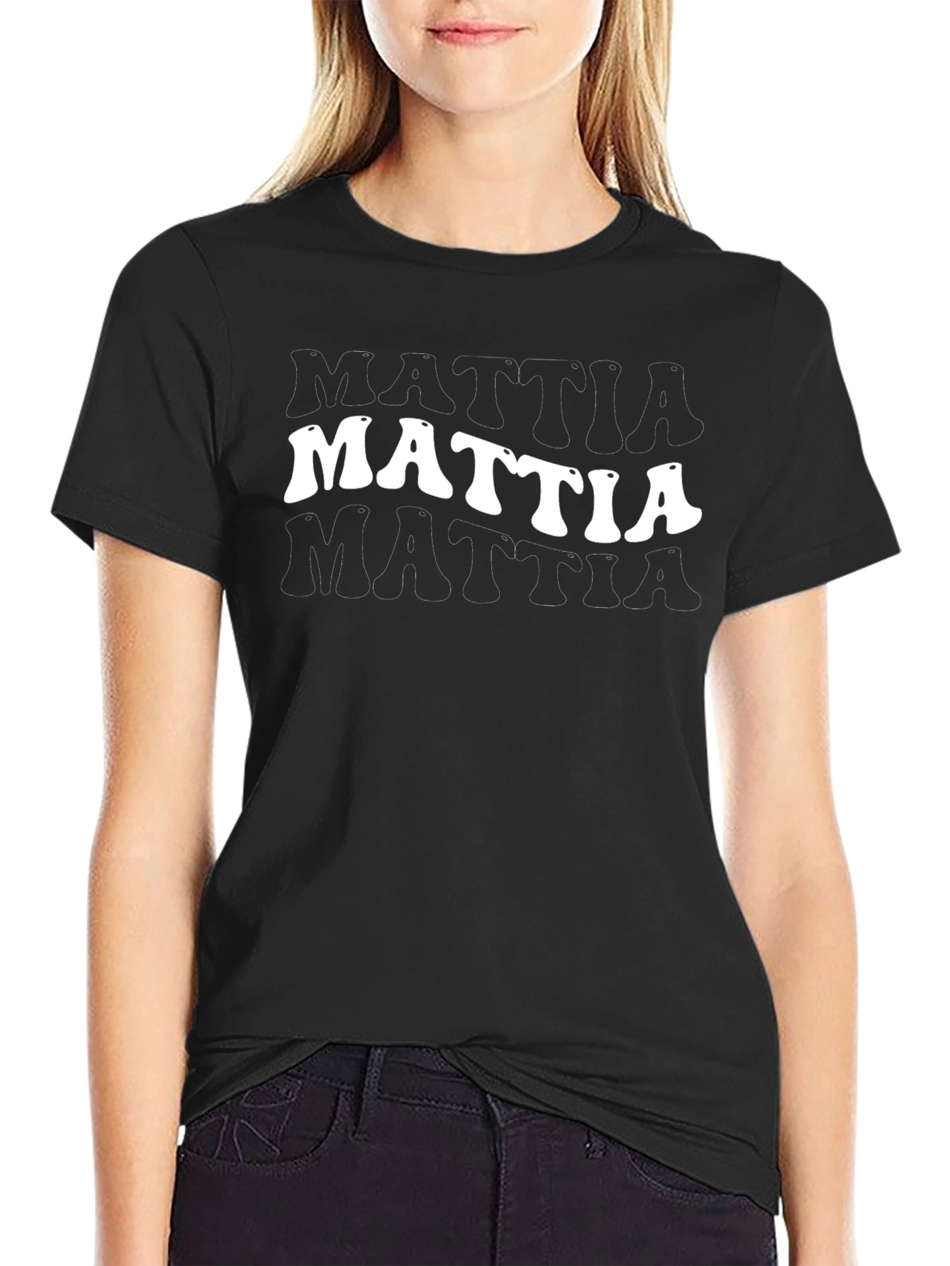 Mattia Retro Text Graphic Black T-Shirt