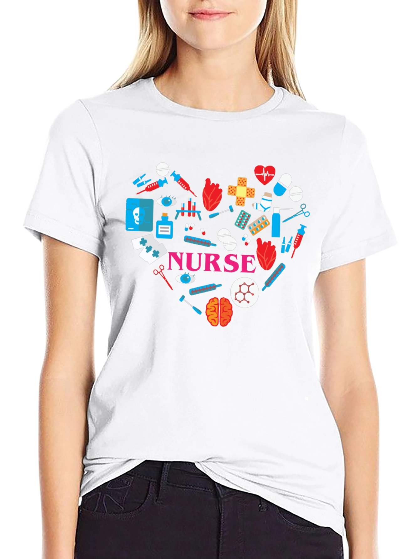 Nurse Heart Graphic Tee - Medical Professional Shirt