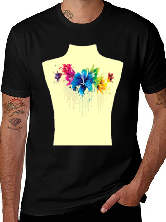 Floral Watercolor Graphic Tee - Stylish Mens T-Shirt
