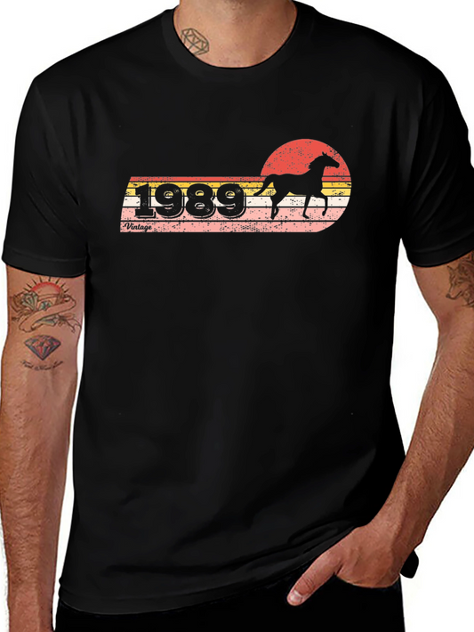 Vintage 1989 Horse Sunset Graphic T-Shirt