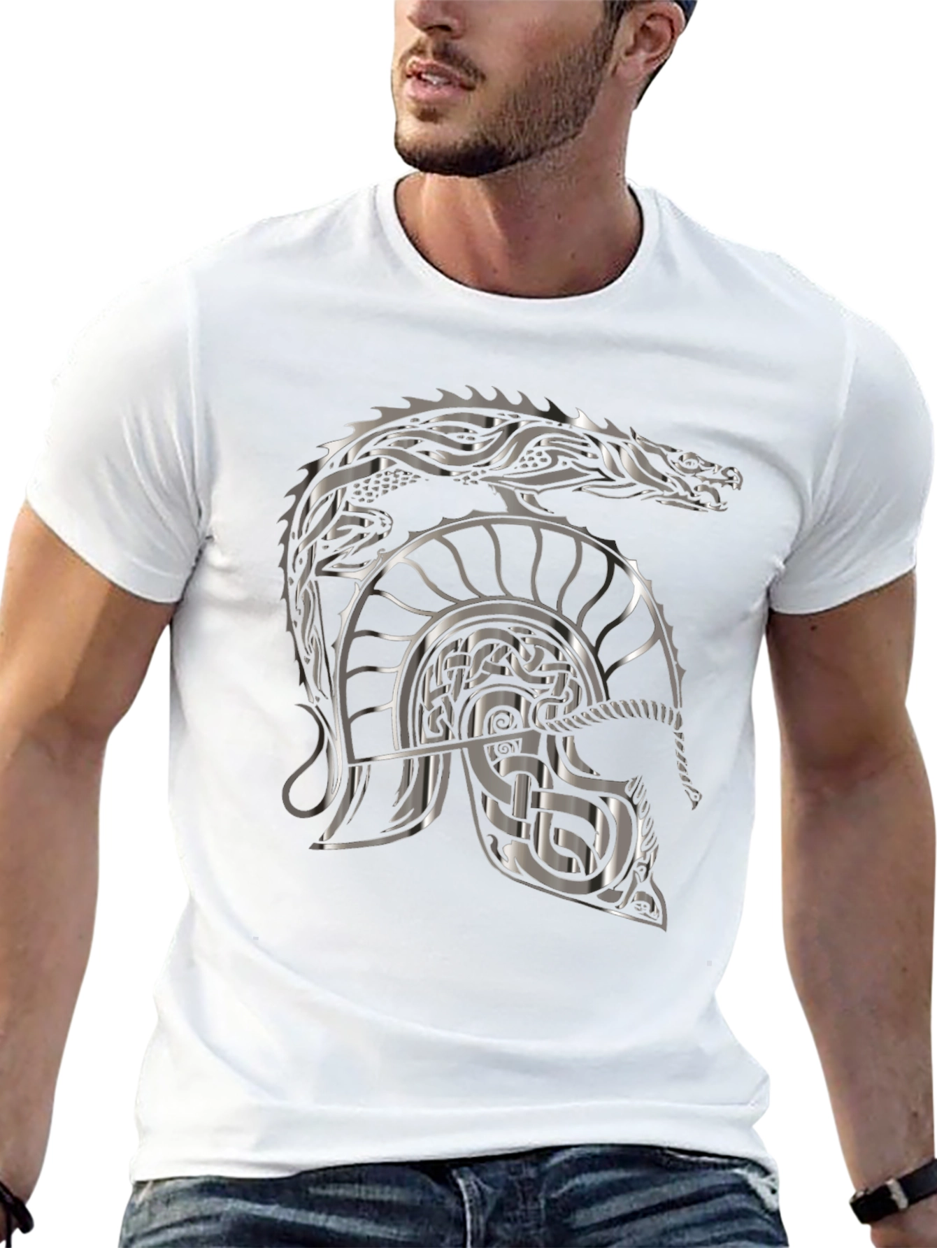 Viking Dragon Helmet Graphic T-Shirt
