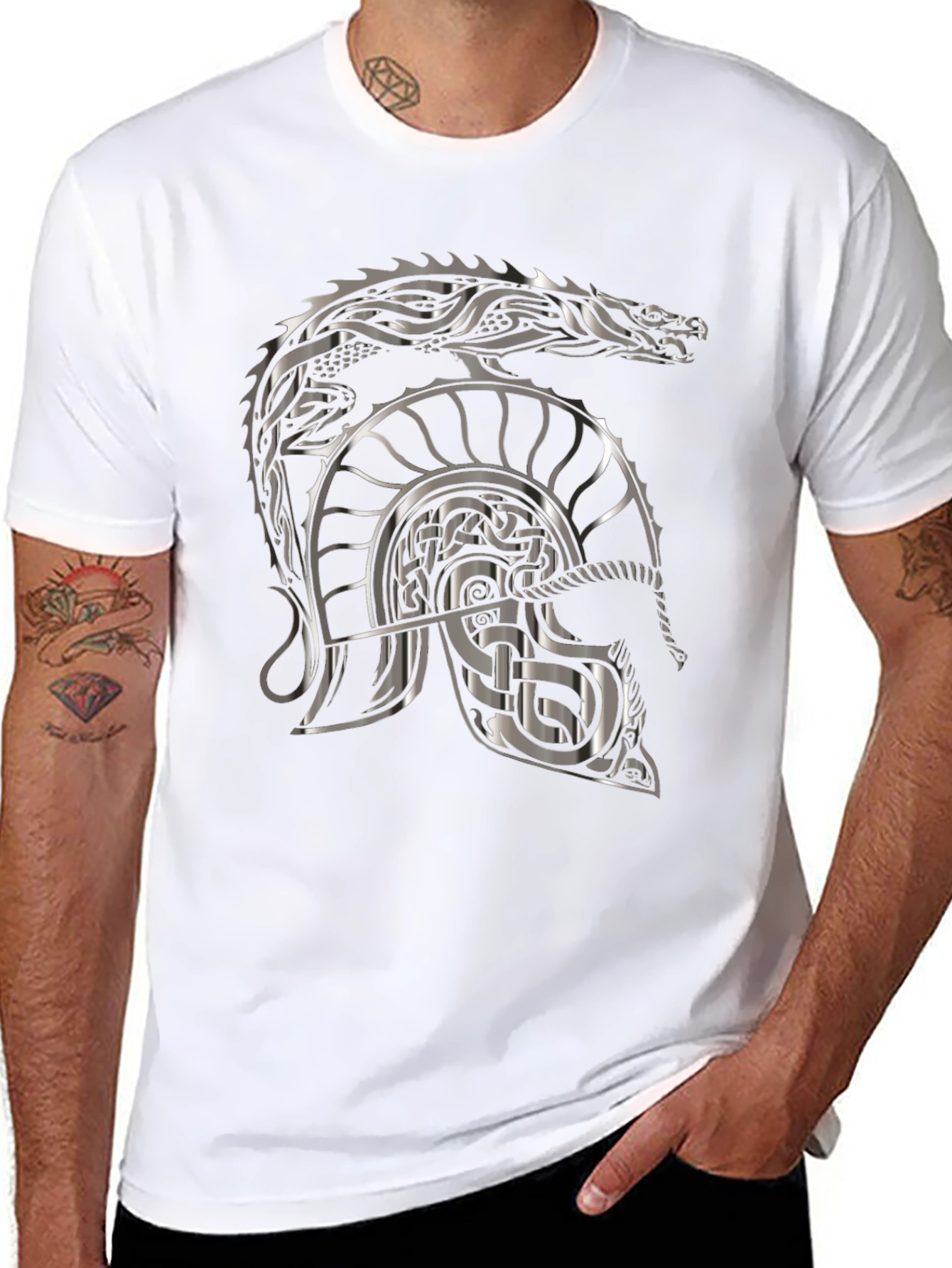 Viking Dragon Helmet Graphic T-Shirt