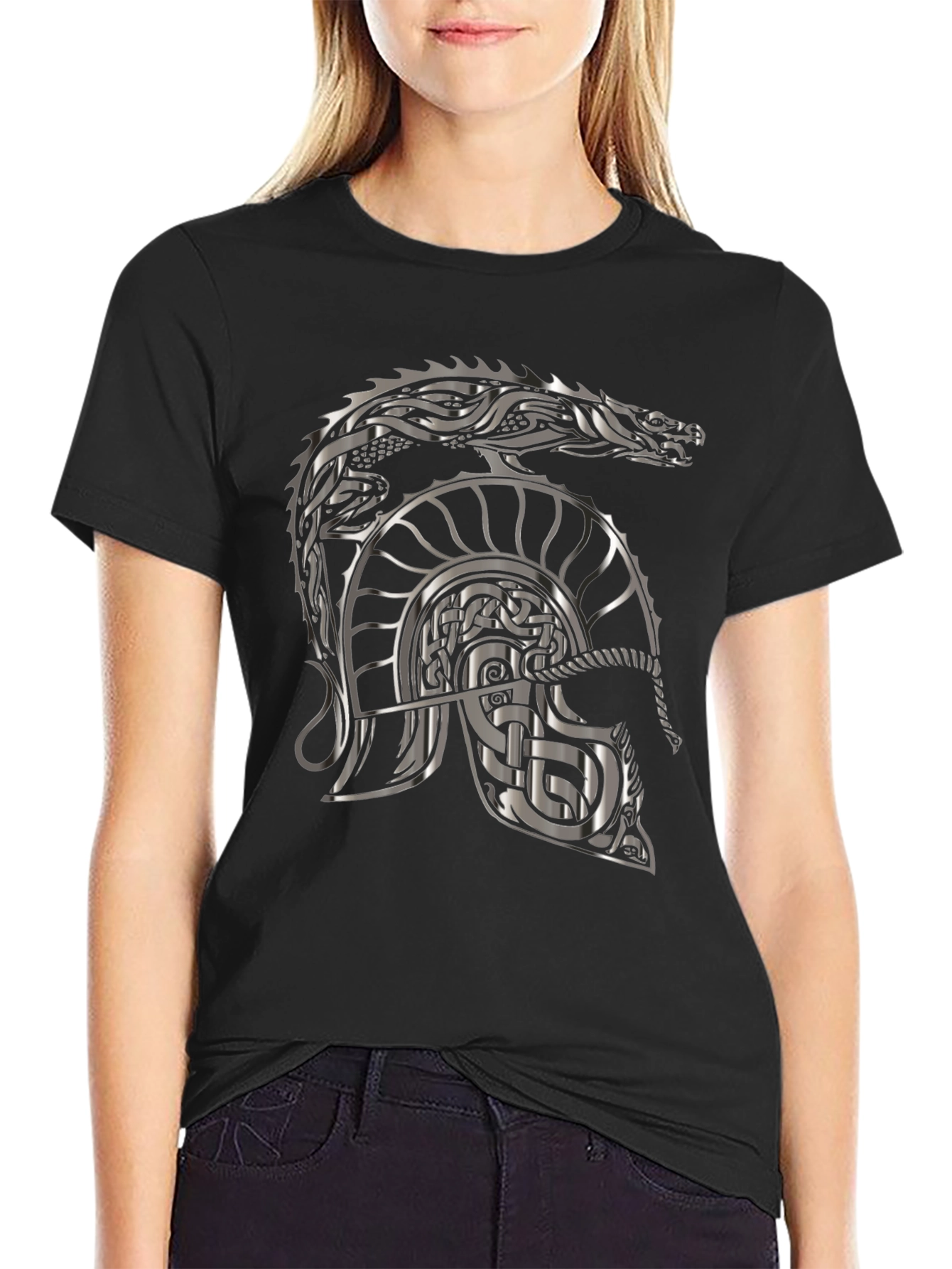 Viking Dragon Helmet Graphic T-Shirt