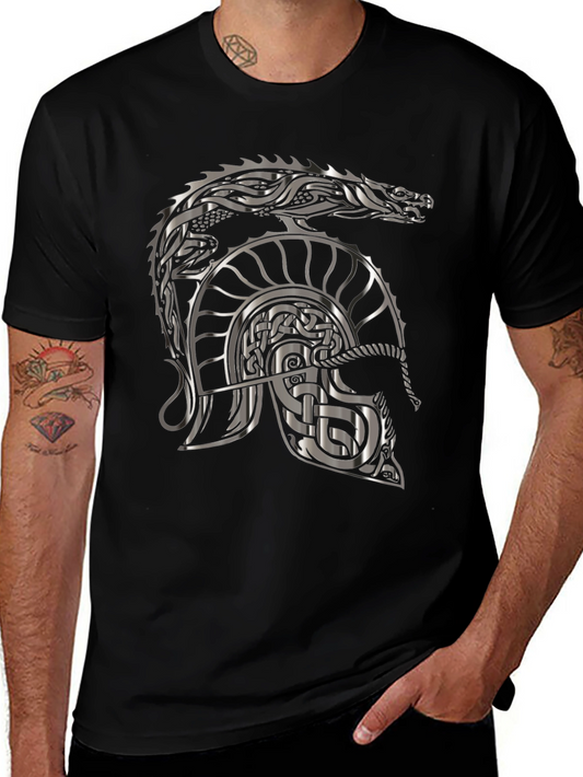 Viking Dragon Helmet Graphic T-Shirt