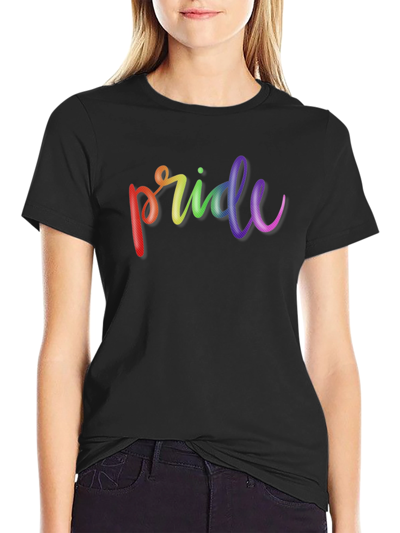Pride Rainbow T-Shirt - Black Cotton Tee