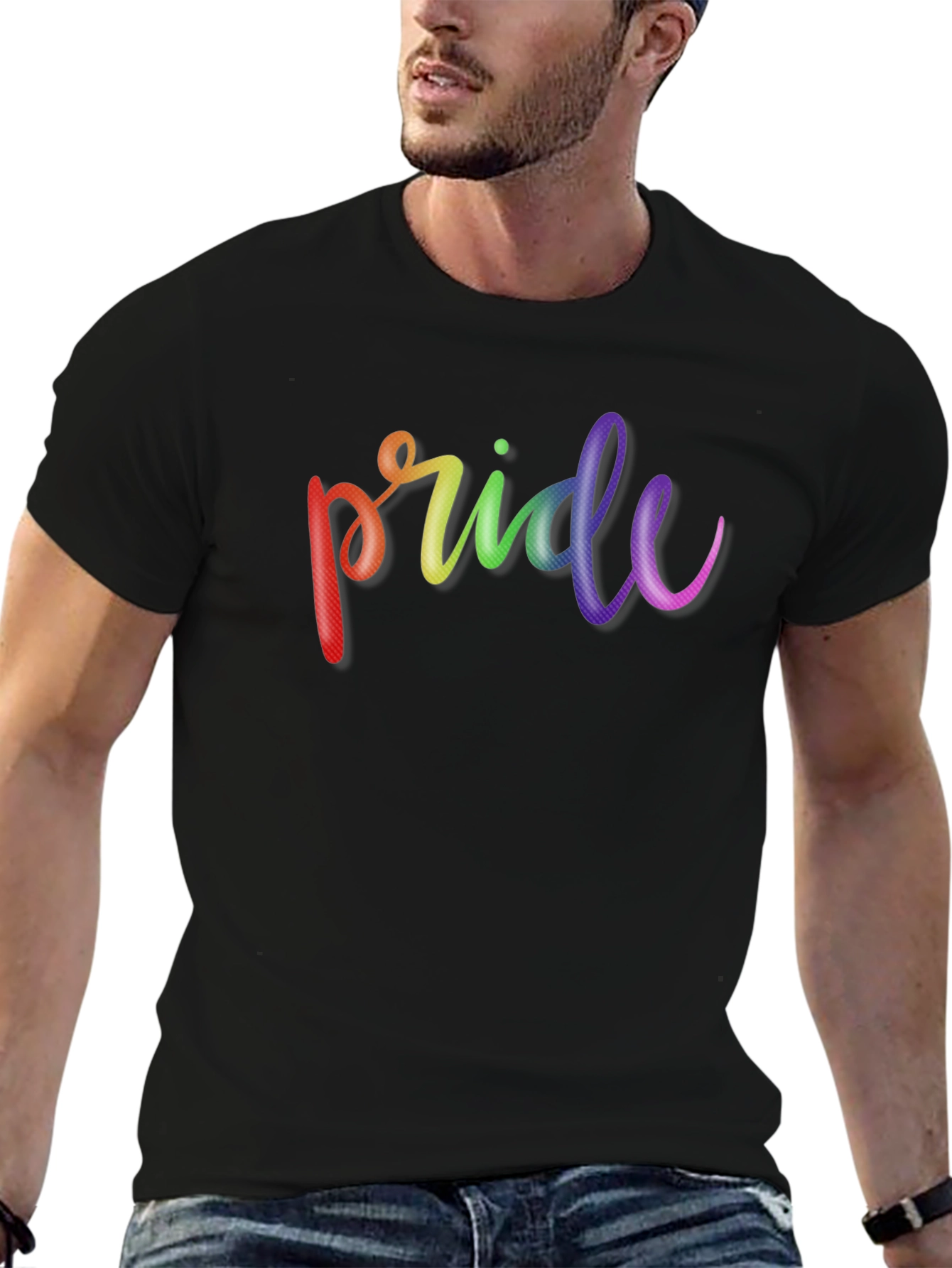 Pride Rainbow T-Shirt - Black Cotton Tee